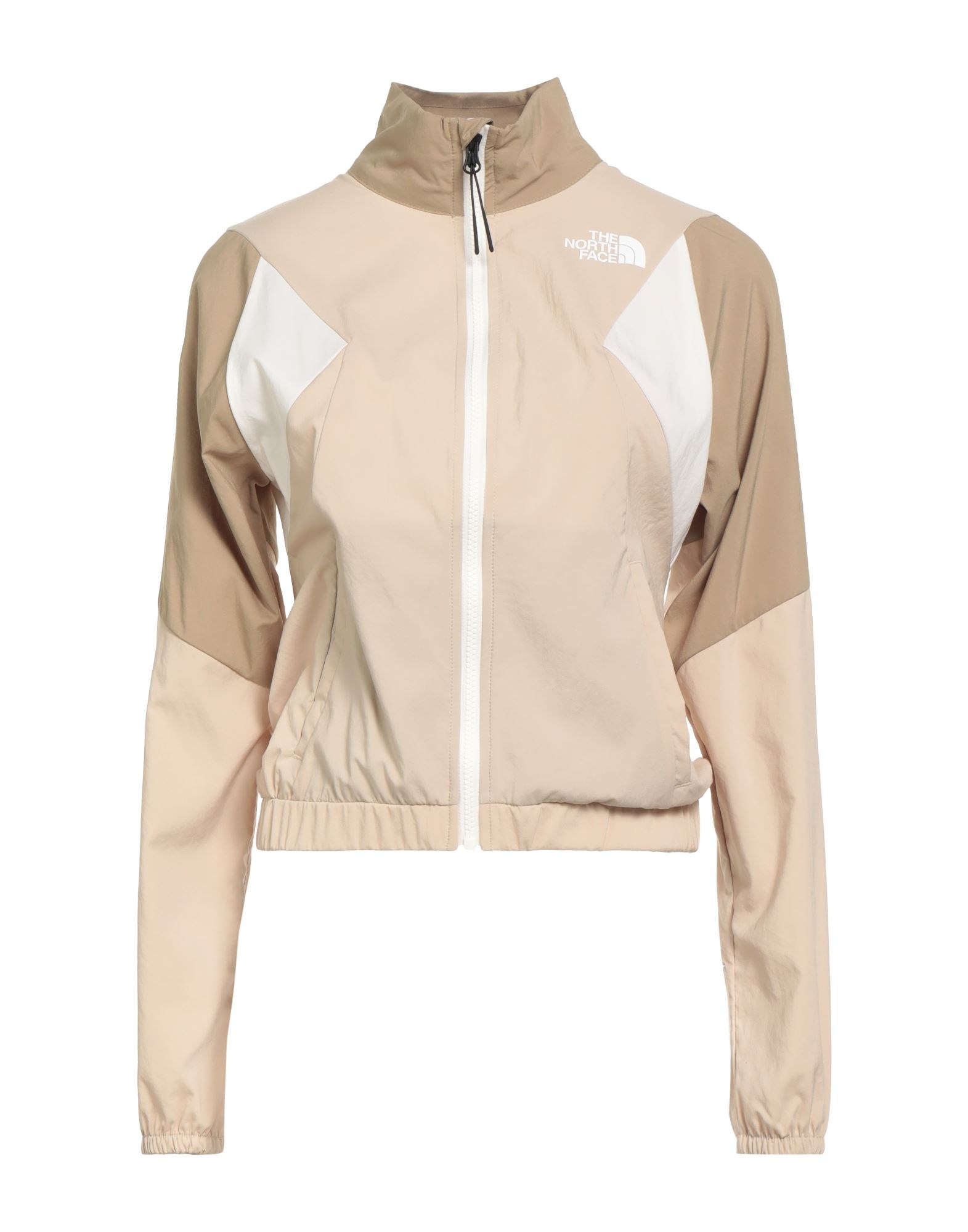 윈드브레이커, 테크니컬 패브릭, 브랜드 로고, 멀티컬러 패턴, 터틀넥, 롱 슬리브, 엘라스틱 커프스, 안감없음, 지퍼 여밈, 웰트 포켓, 엘라스틱 헴라인, 세탁기로 세탁, 표백 금지, 건조기 사용가능. 이미지