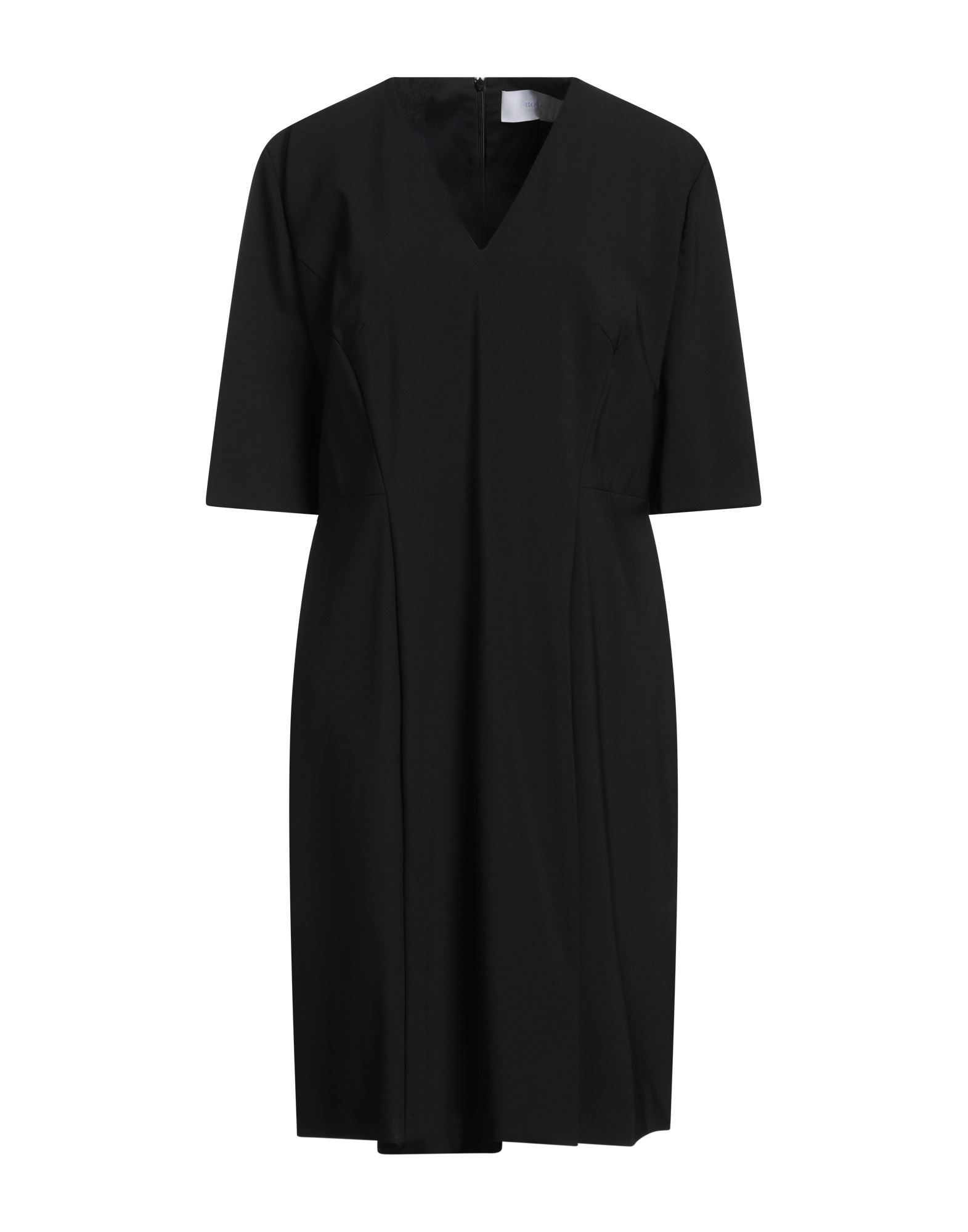 원피스 & 드레스, 울 보일, 솔리드 컬러, 장식 부착 없음, v 네크라인, 쇼트 슬리브, 안감있음, 지퍼 여밈, 프론트 슬릿, 스트레치, 드라이클리닝, 표백 금지, 건조기 사용불가. 이미지