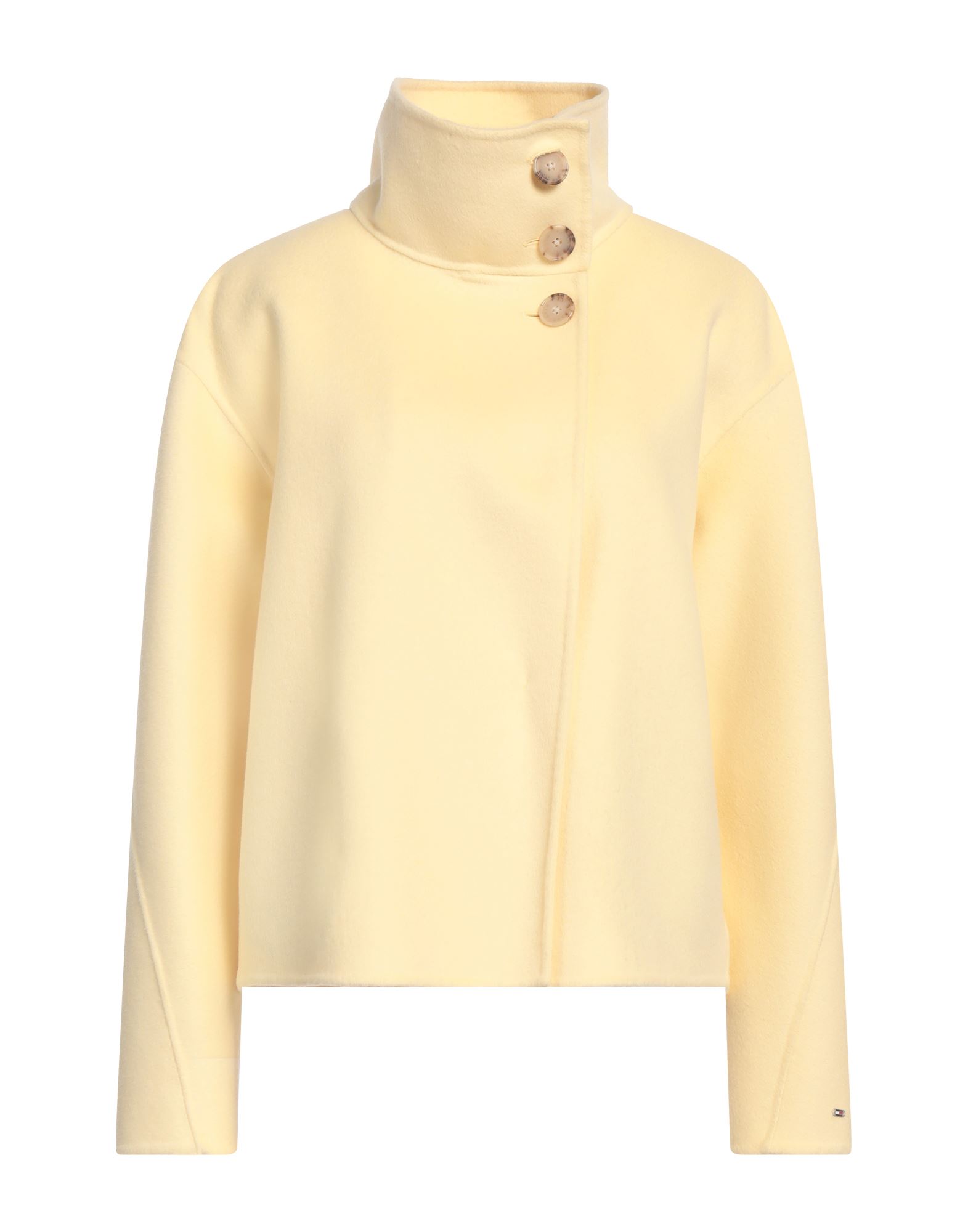 캐주얼 자켓, 펠트, 솔리드 컬러, 장식 부착 없음, 터틀넥, 롱 슬리브, 안감없음, 물세탁 불가, 표백 금지, 건조기 사용불가. 이미지