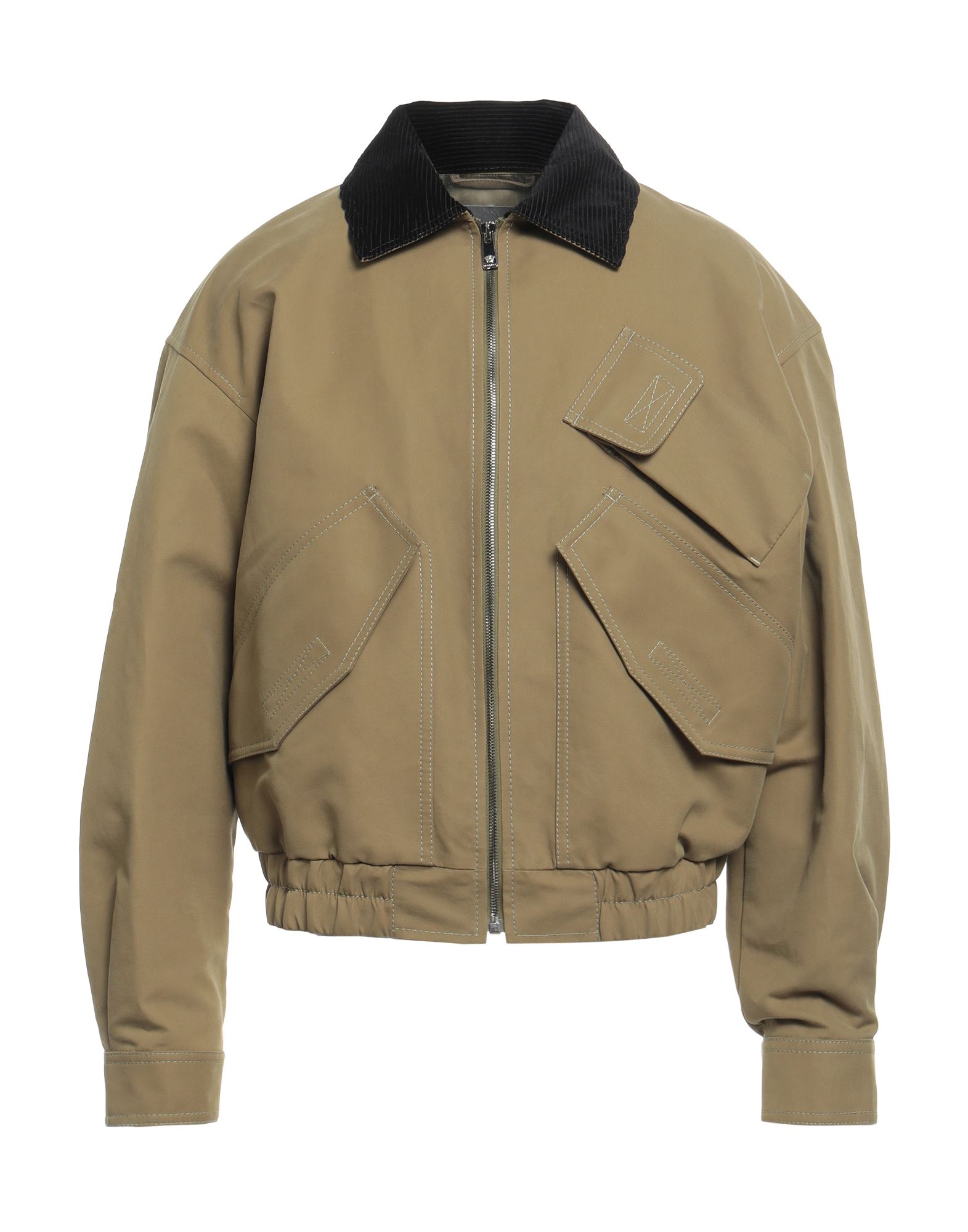 윈드브레이커, 트윌, 코듀로이 트리밍, 브랜드 로고, 자수 장식, 솔리드 컬러, 클래식 칼라, 롱 슬리브, 안감있음, 지퍼 여밈, 멀티 포켓, 엘라스틱 헴라인, 드라이클리닝, 표백 금지, 건조기 사용불가. 이미지