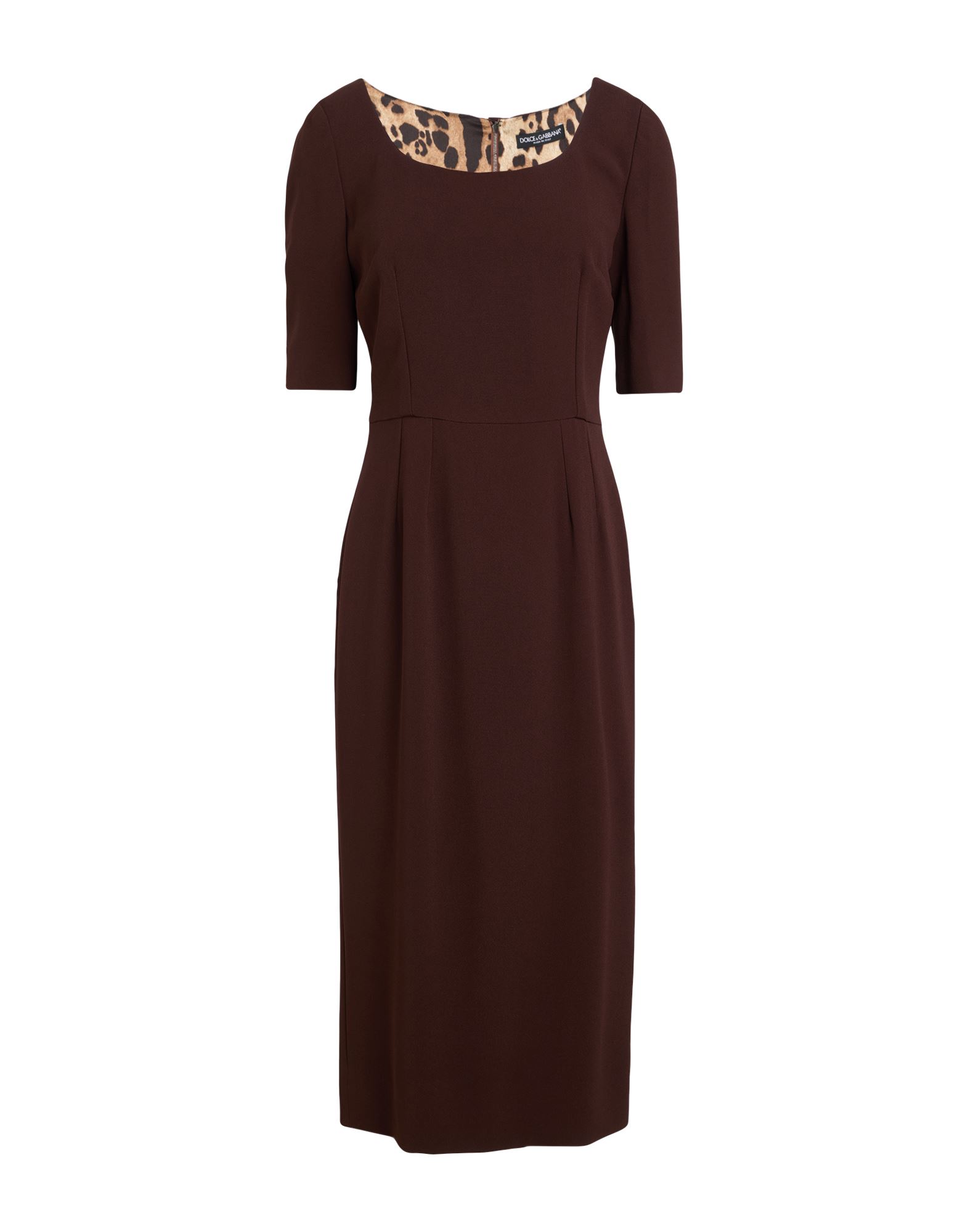 원피스 & 드레스, 크레이프, 솔리드 컬러, 브랜드 로고, 크루넥, 쇼트 슬리브, 안감있음, 지퍼 여밈, 포켓 없음, 스트레치. 이미지