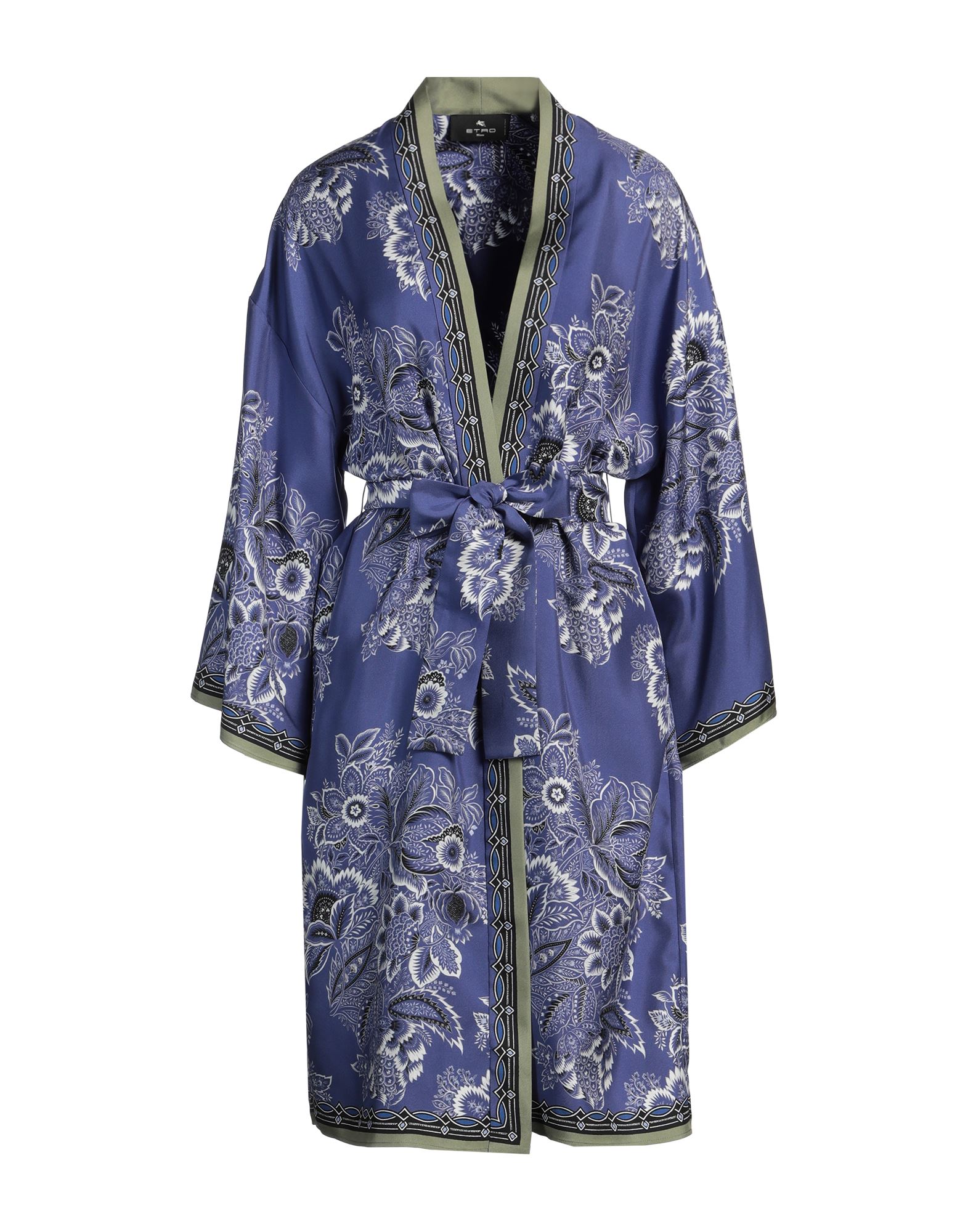 기모노, 트윌, 시그니처 프린트, 벨트, 딥 네크라인, 롱 슬리브, 안감없음, 드라이클리닝, 표백 금지, 건조기 사용불가. 이미지