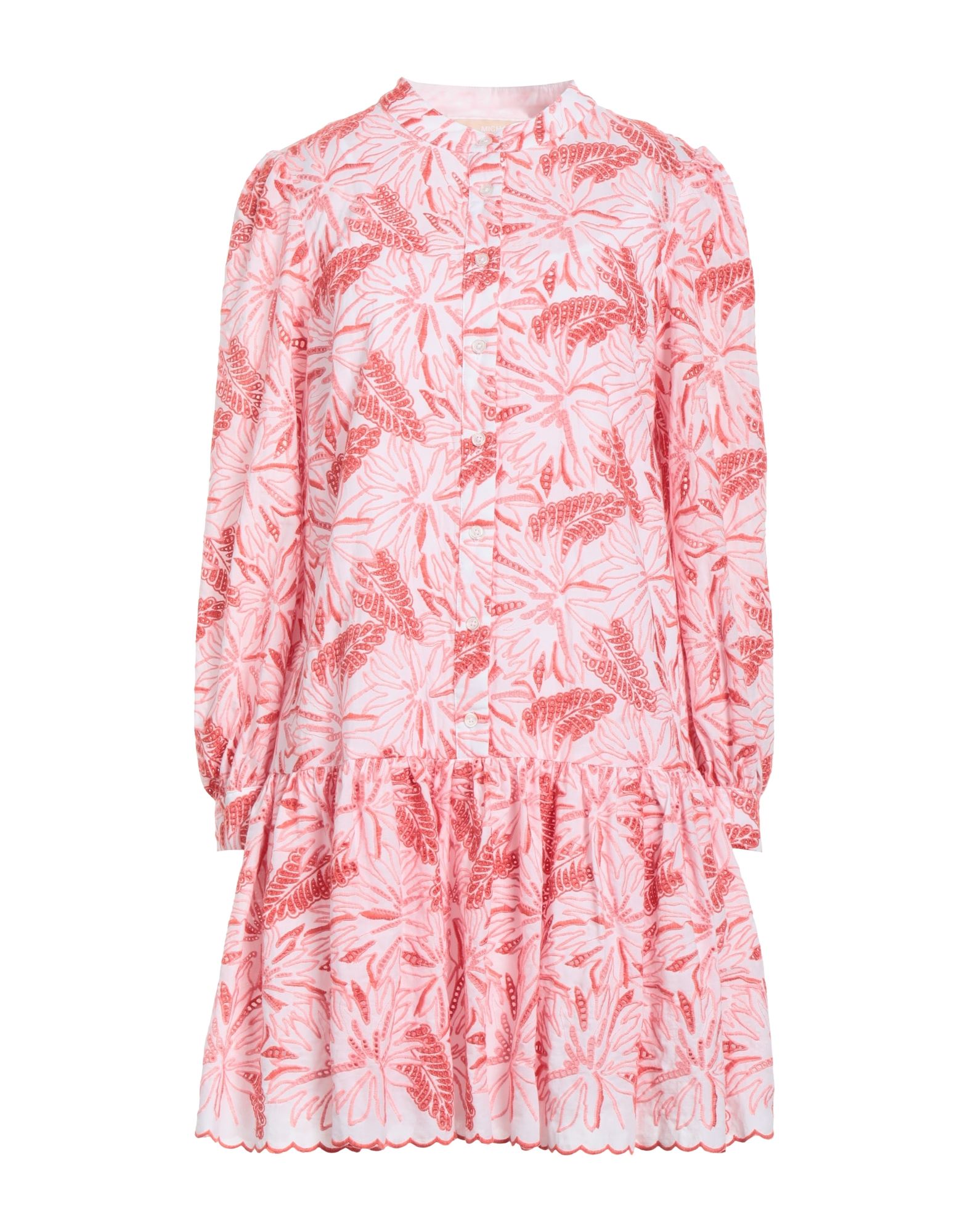 레이스, 주름효과, 자수, 플로럴 모티브, 라운드 네크라인, 롱 슬리브, 버튼 커프스, 부분적으로 안감 처리한 내부, 버튼 여밈, 포켓 없음, 트라페즈 스커트. 이미지