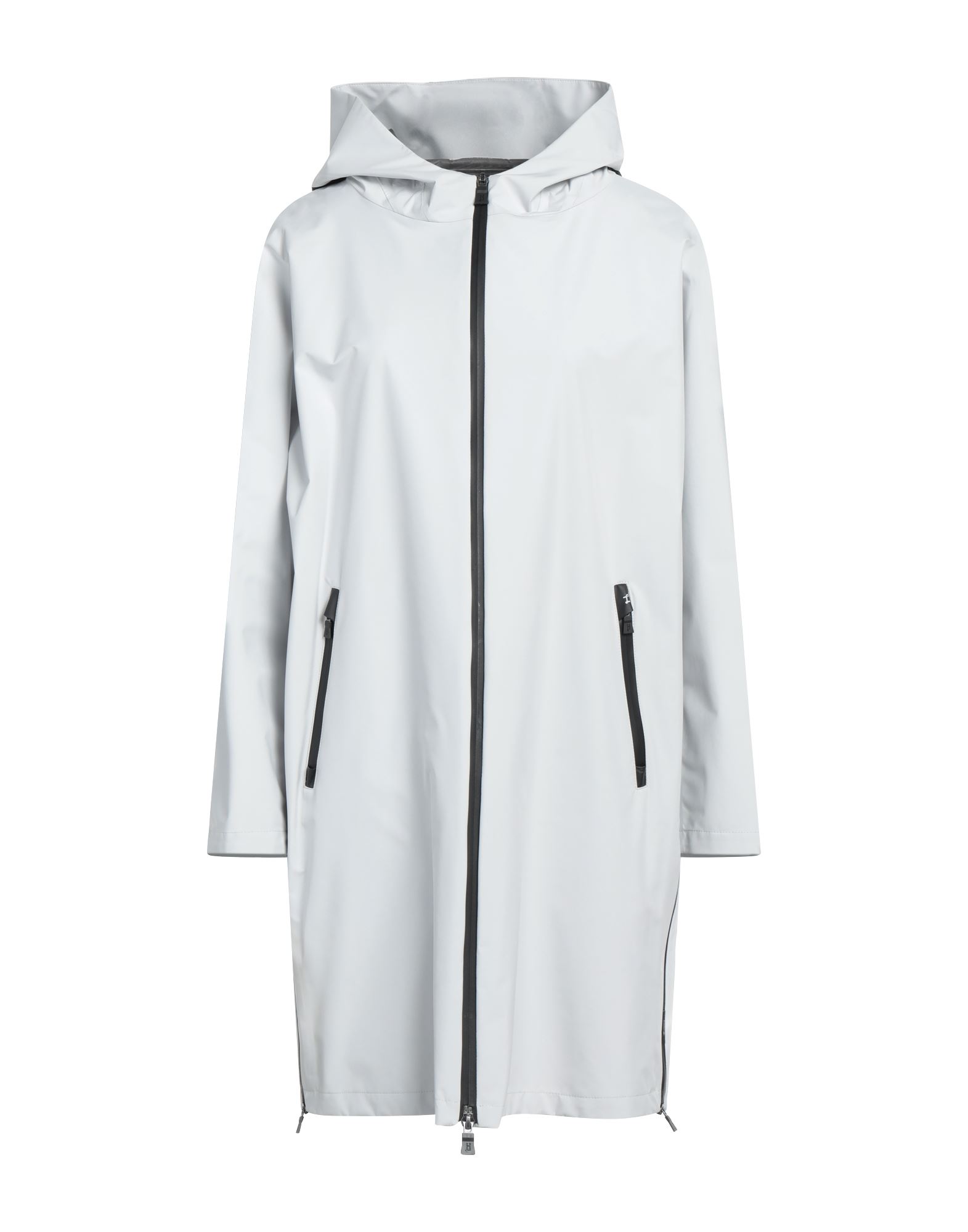 테크니컬 패브릭, 장식 부착 없음, 솔리드 컬러, 후드, 싱글브레스티드, 롱 슬리브, 안감없음, 지퍼 여밈, 멀티 포켓, 윈드브레이커 스타일. 이미지