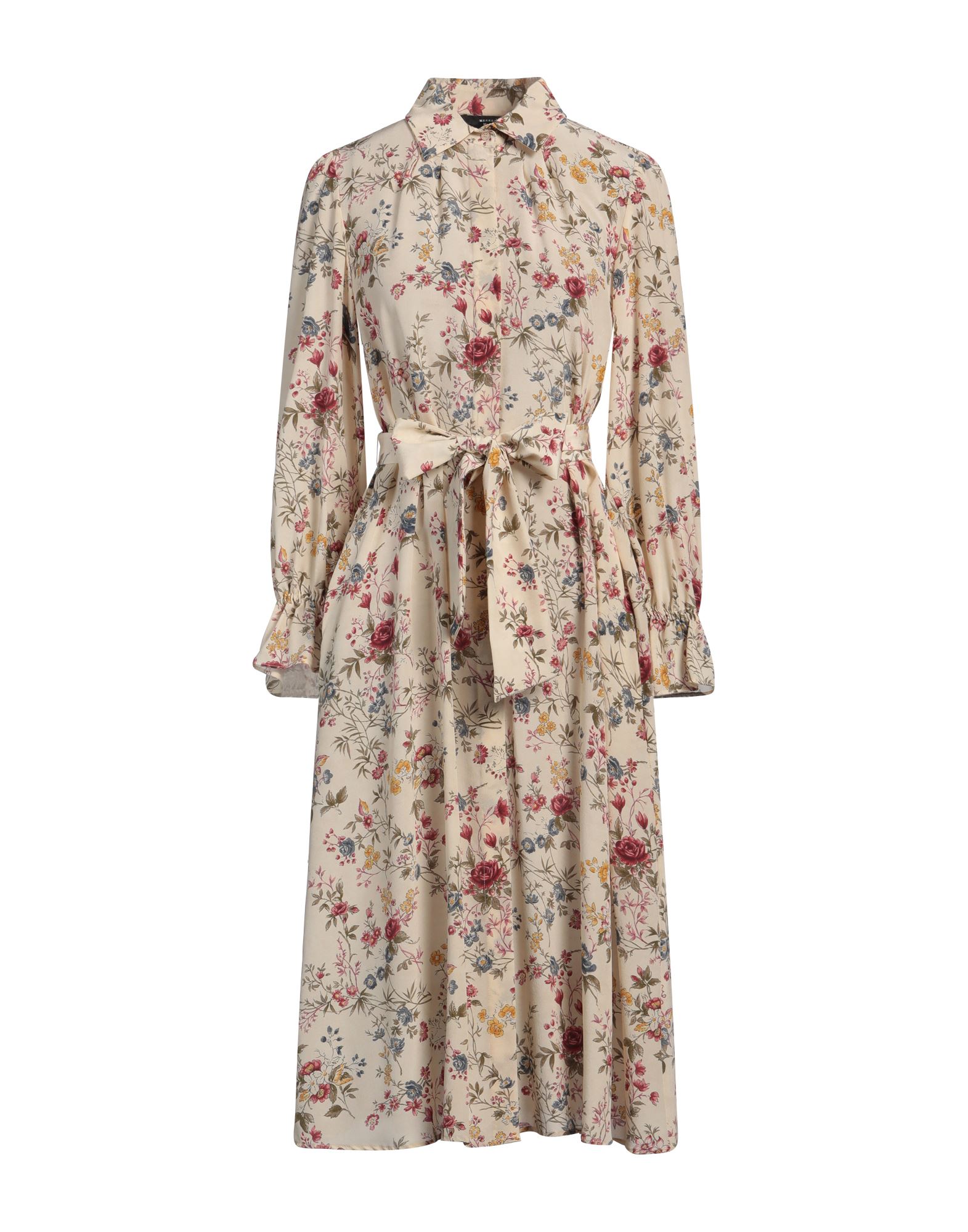 셔츠 드레스, 쉬폰, 플로럴 모티브, 벨트, 클래식 칼라, 롱 슬리브, 안감없음, 히든 버튼 여밈, 멀티 포켓, 동물성 비섬유 자재 함유, 손세탁 또는 드라이클리닝, 표백 금지, 건조기 사용불가. 이미지