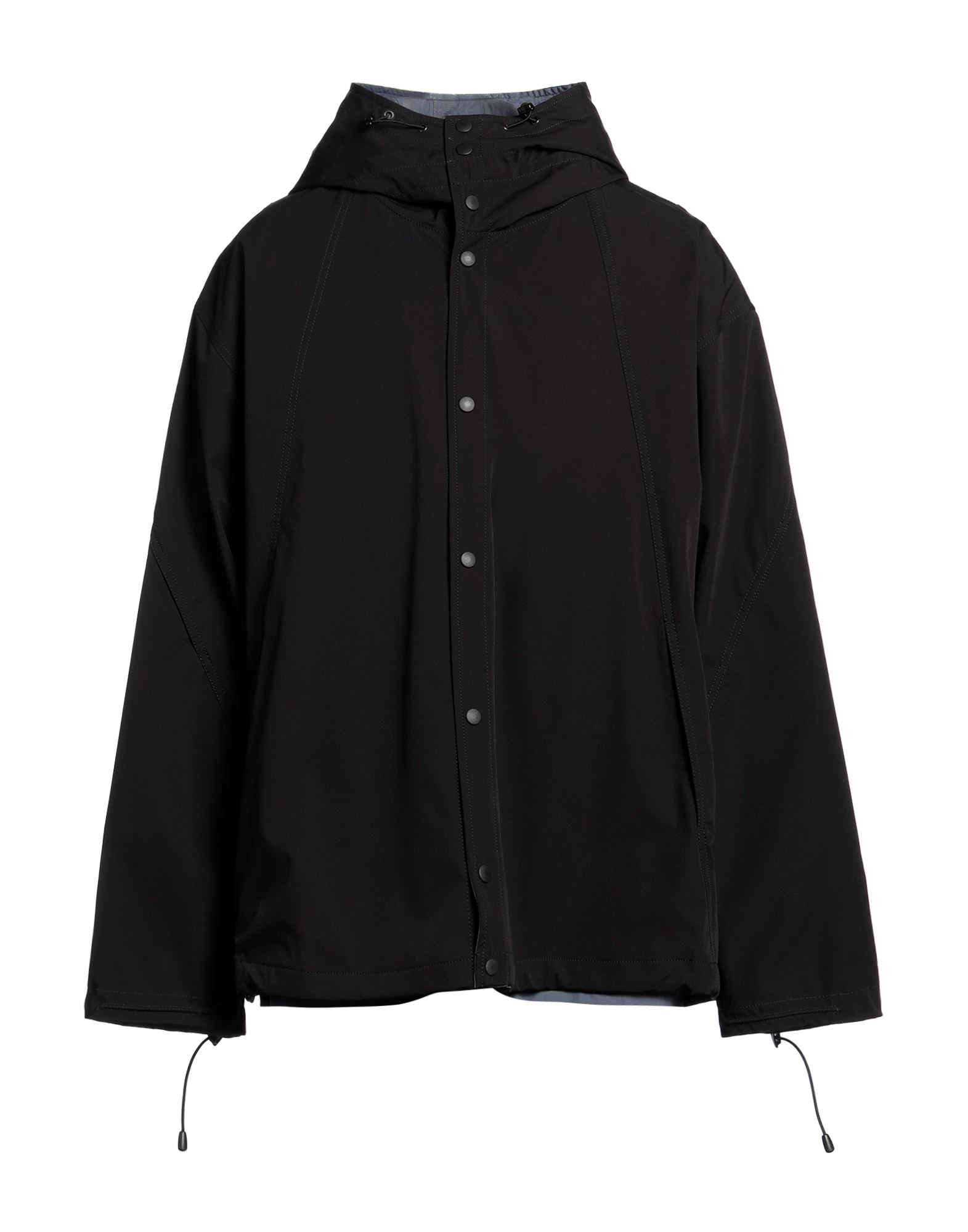 테크니컬 패브릭, 장식 부착 없음, 솔리드 컬러, 후드, 싱글브레스티드, 롱 슬리브, 안감있음, 스냅버튼 여밈, 멀티 포켓, 스트레치, 기타 아우터웨어. 이미지