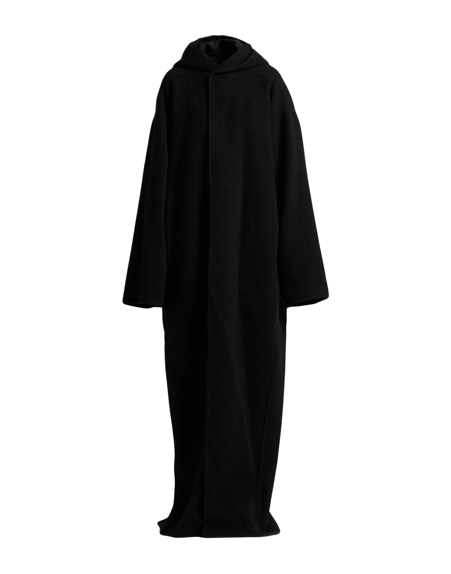 싱글 브레스티드 코트, 캐시미어, 펠트, 솔리드 컬러, 장식 부착 없음, 후드, 롱 슬리브, 안감없음, 스냅버튼 여밈, 슬릿 포켓, 백 슬릿, 드라이클리닝, 표백 금지, 건조기 사용불가. 이미지