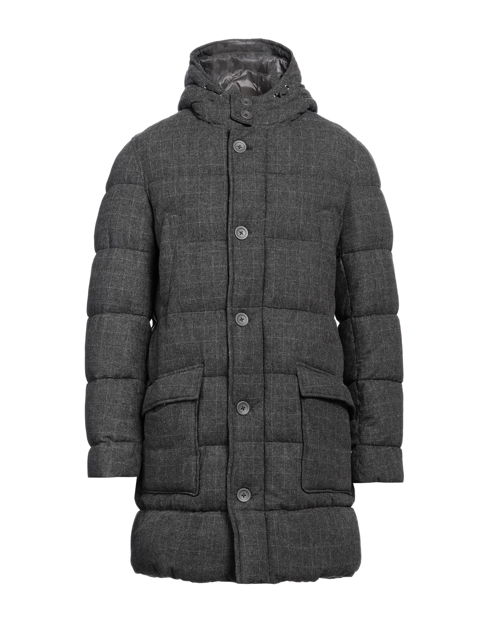 롱 패딩 자켓, 플란넬, 프린스 오브 웨일스, 브랜드 로고, 후드, 싱글브레스티드, 롱 슬리브, 합성 충전재, 지퍼 여밈, 버튼 여밈, 멀티 포켓, 플랩 포켓, 드라이클리닝, 표백 금지, 건조기 사용불가. 이미지