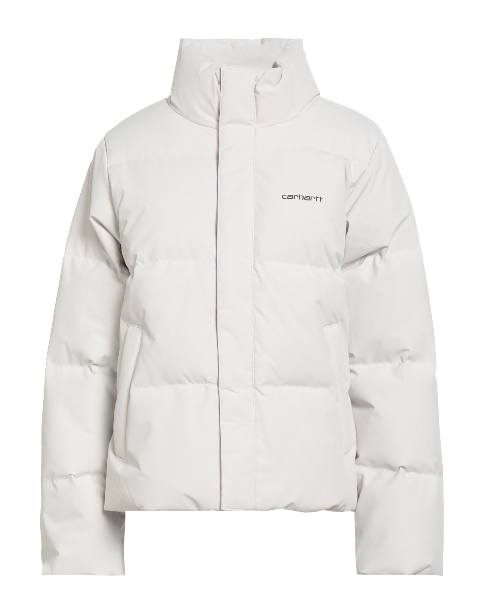 동물성 비섬유 자재 함유, 퀼팅, 구스 다운 내장, 멀티 포켓, 테크니컬 패브릭, 솔리드 컬러, 터틀넥, 롱 슬리브. 이미지