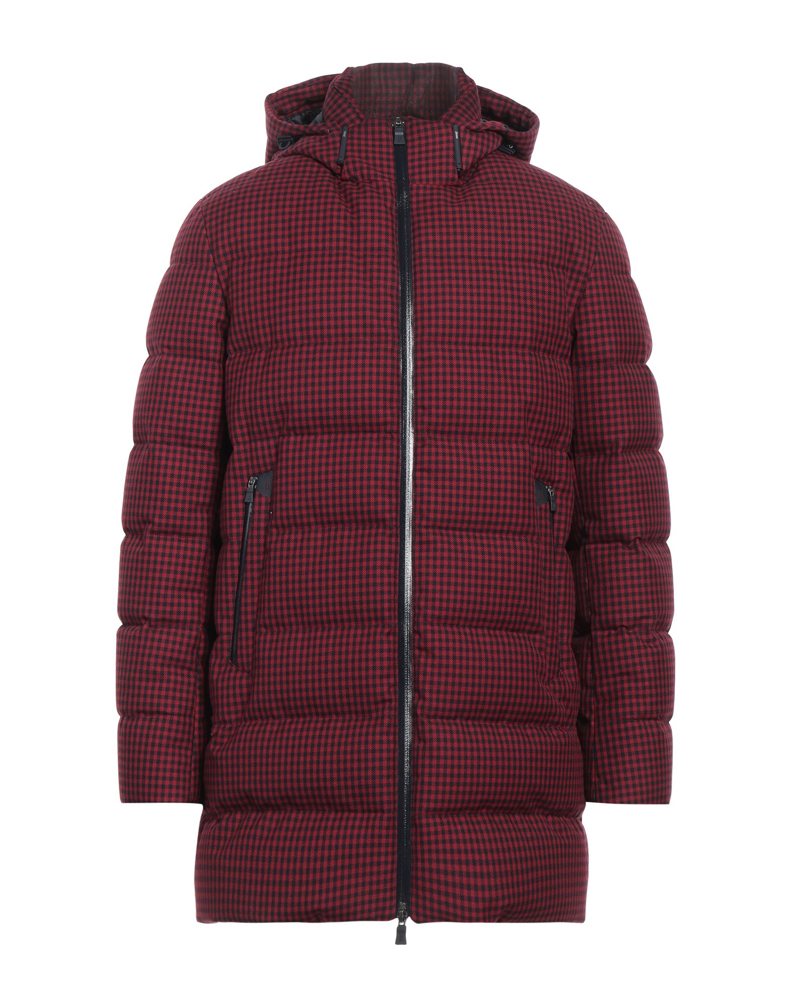 우븐, 장식 부착 없음, 하운드투스, 후드, 롱 슬리브, 구스 다운 내장, 지퍼 여밈, 지퍼 포켓, 동물성 비섬유 자재 함유, 드라이클리닝, 표백 금지, 건조기 사용불가, 롱 다운 자켓. 이미지