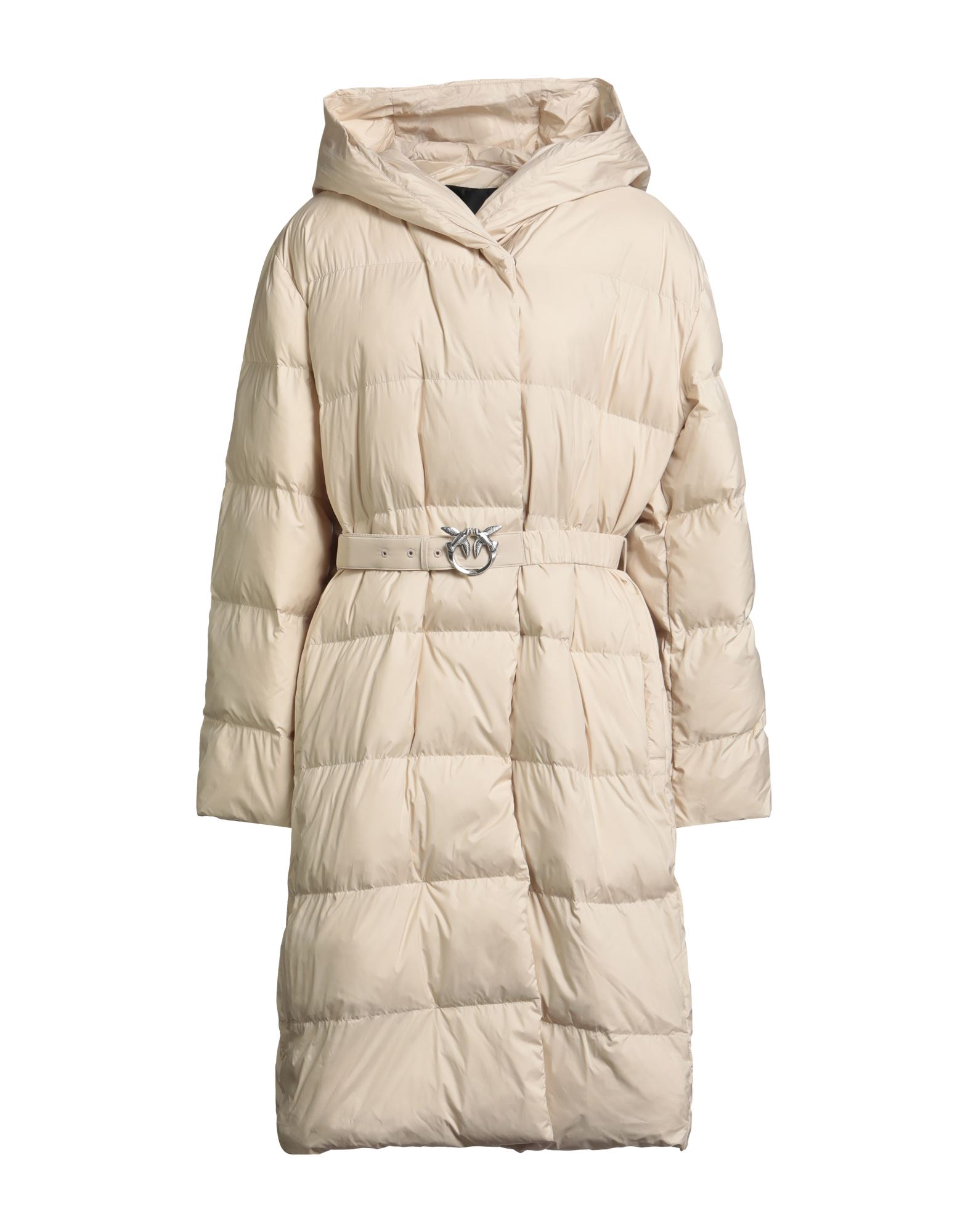 롱 패딩 자켓, 테크니컬 패브릭, 벨트, 솔리드 컬러, 후드, 롱 슬리브, 합성 충전재, 헤비 패딩, 스냅버튼 여밈, 지퍼 여밈, 멀티 포켓, 세탁기로 세탁, 표백 금지, 건조기 사용불가. 이미지