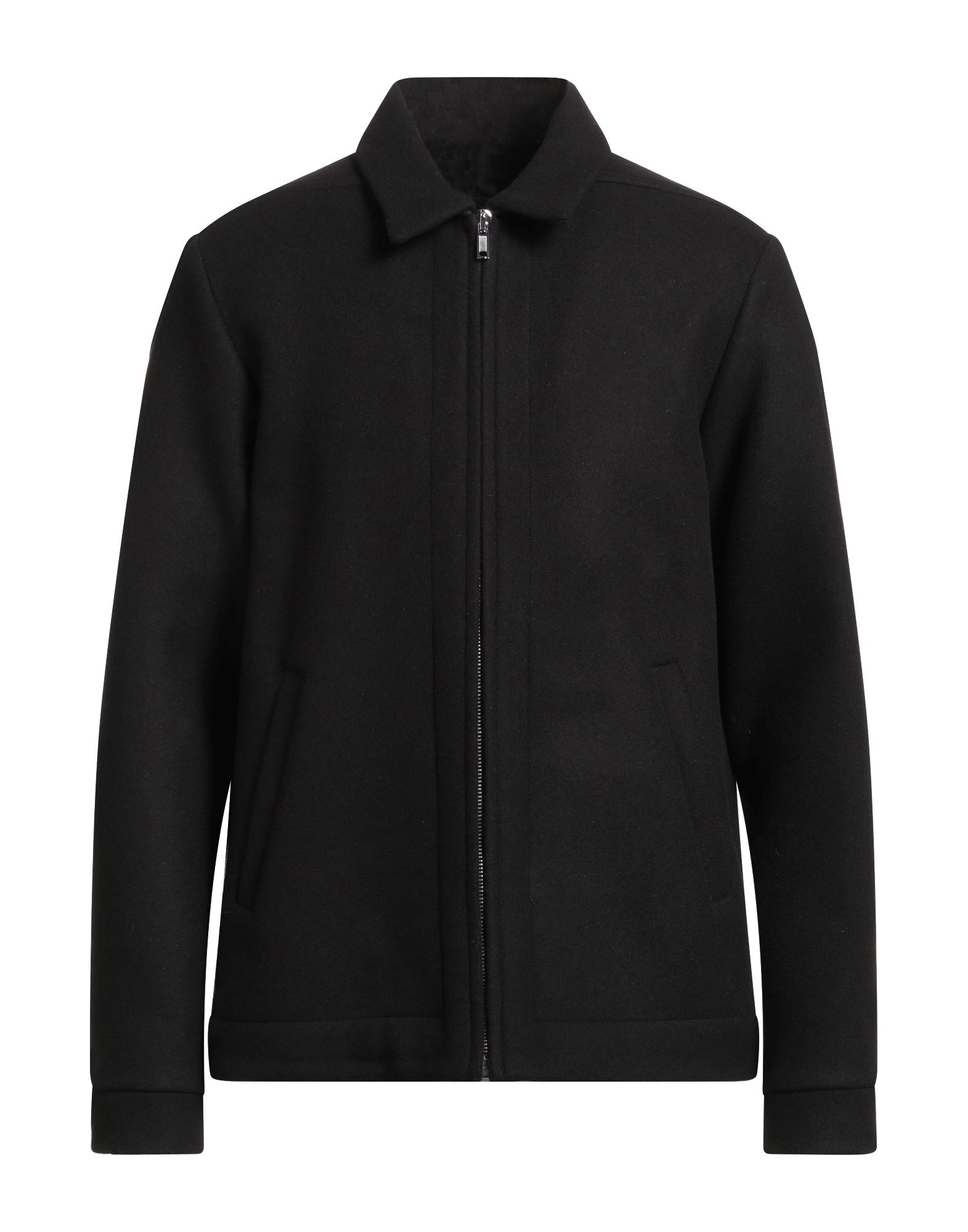 캐주얼 자켓, 울, 장식 부착 없음, 솔리드 컬러, 클래식 칼라, 롱 슬리브, 스냅버튼 커프스, 안감없음, 지퍼 여밈, 웰트 포켓, 드라이클리닝, 표백 금지, 건조기 사용불가. 이미지