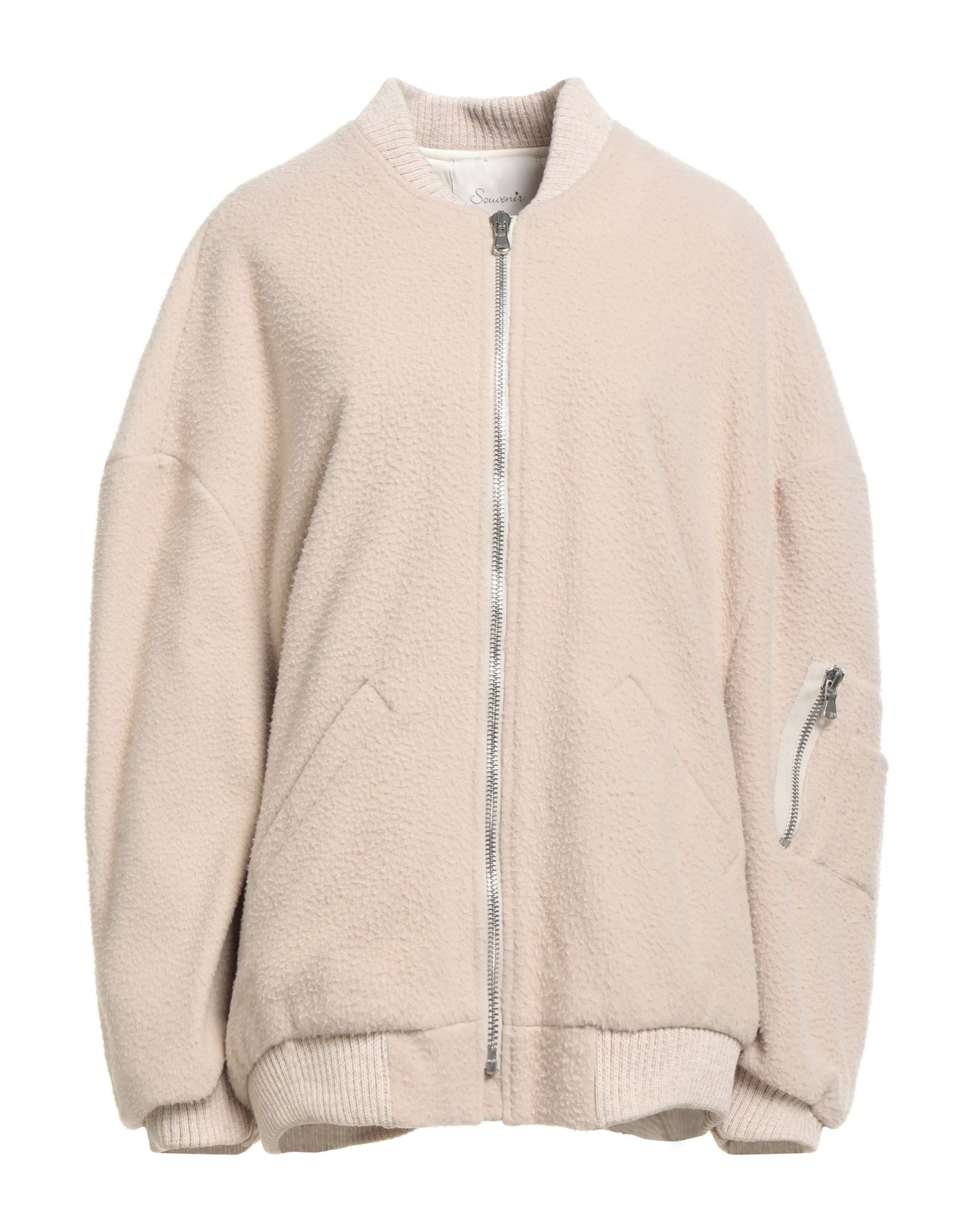 보머 자켓, 플란넬, 솔리드 컬러, 브랜드 로고, 크루넥, 싱글브레스티드, 롱 슬리브, 안감있음, 지퍼 여밈, 멀티 포켓, 드라이클리닝, 표백 금지, 건조기 사용불가. 이미지