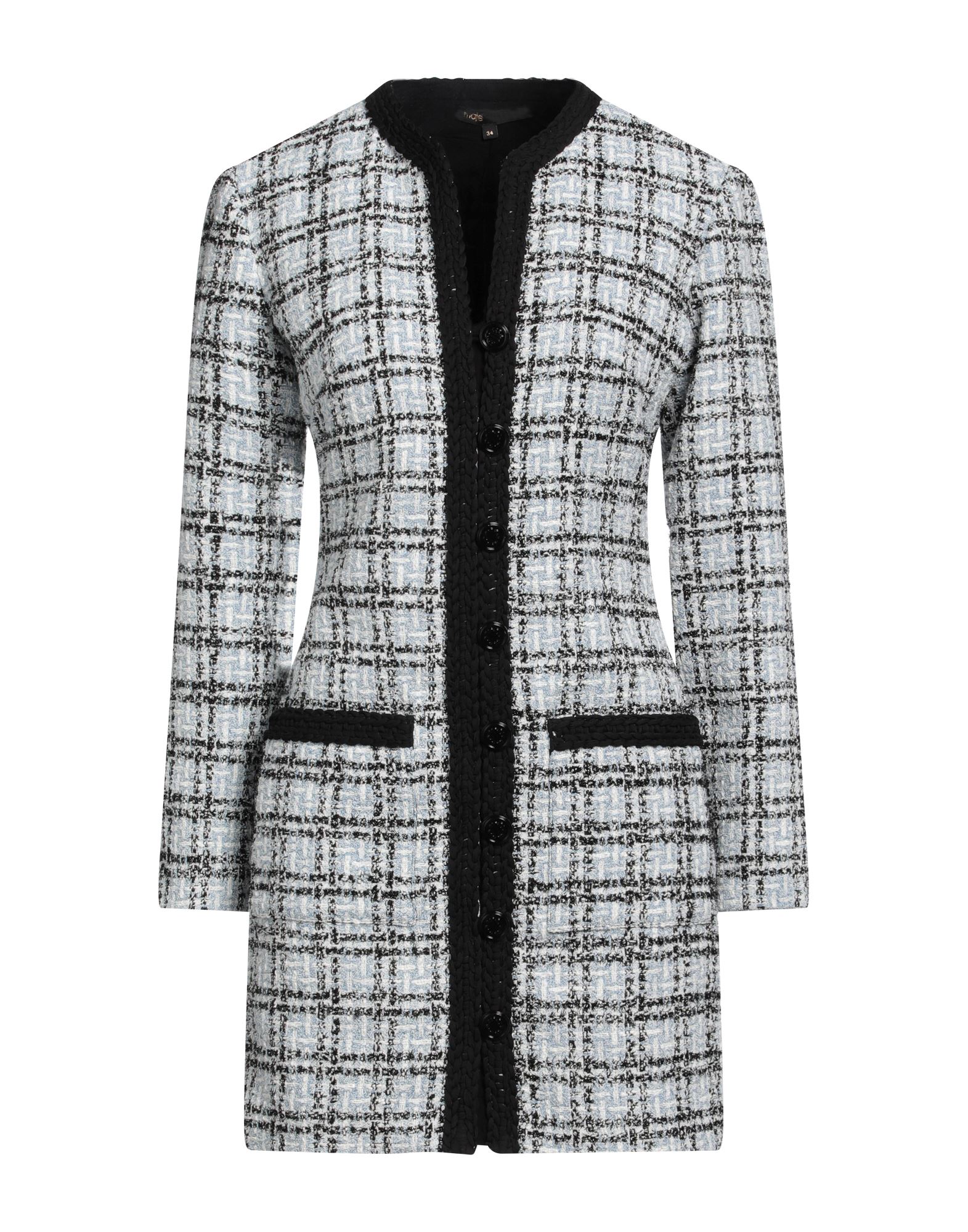 트위드, 크레이프, 라메, 장식 부착 없음, 멀티컬러 패턴, 체크, v 네크라인, 롱 슬리브, 안감있음, 버튼 여밈, 지퍼 여밈, 멀티 포켓, 블레이저 드레스. 이미지