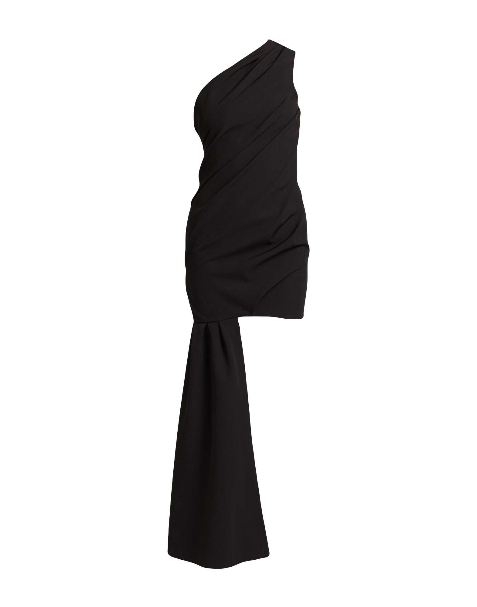 원숄더 드레스, 크레이프, 솔리드 컬러, 드레이프, 안감있음, 지퍼 여밈, 포켓 없음, 스트레치, 드라이클리닝, 표백 금지, 건조기 사용불가. 이미지