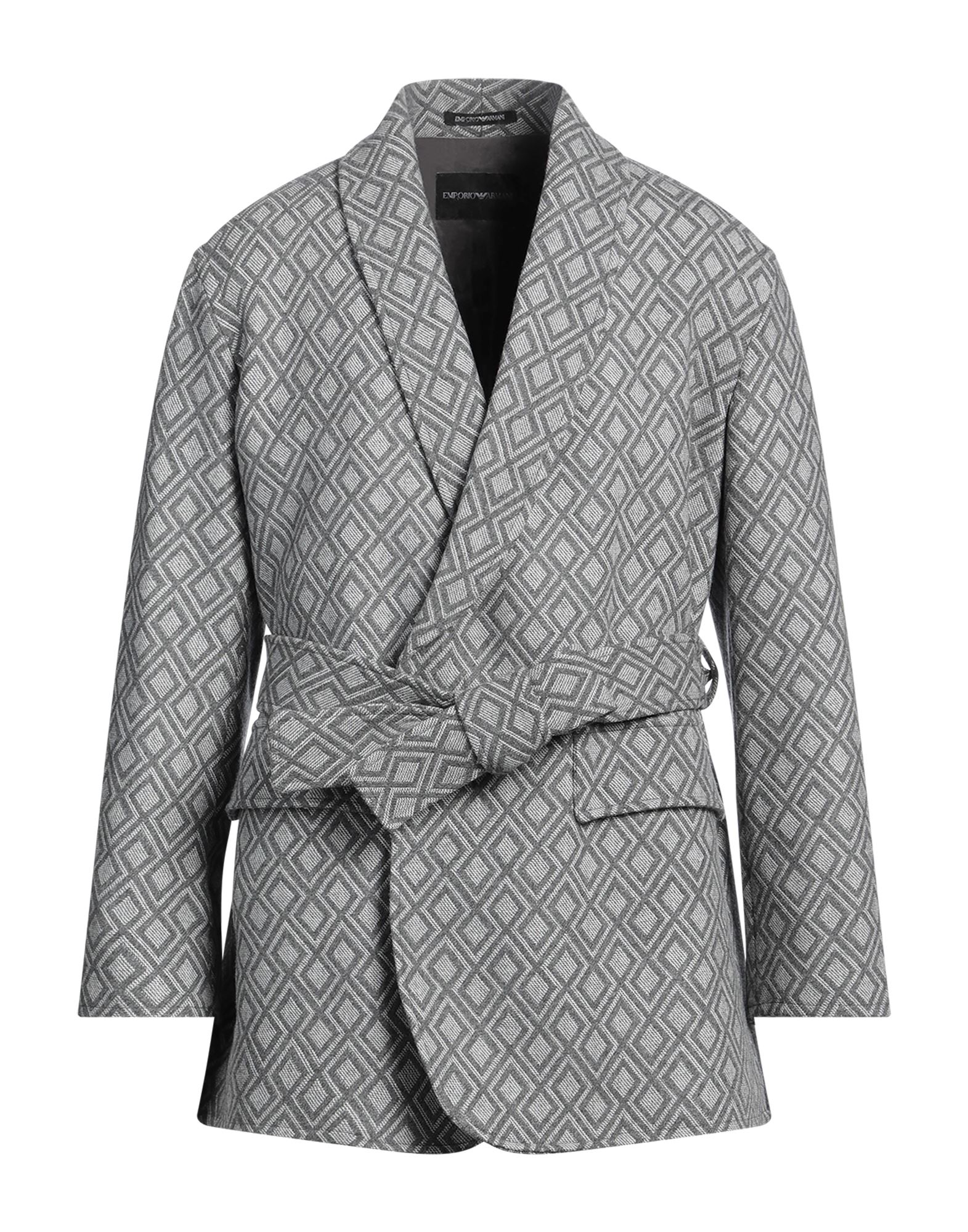 더블 브레스티드 코트, 플란넬, 벨트, 기하학 패턴, 라펠, 롱 슬리브, 안감있음, 스냅버튼 여밈, 멀티 포켓, 드라이클리닝, 표백 금지, 건조기 사용불가. 이미지