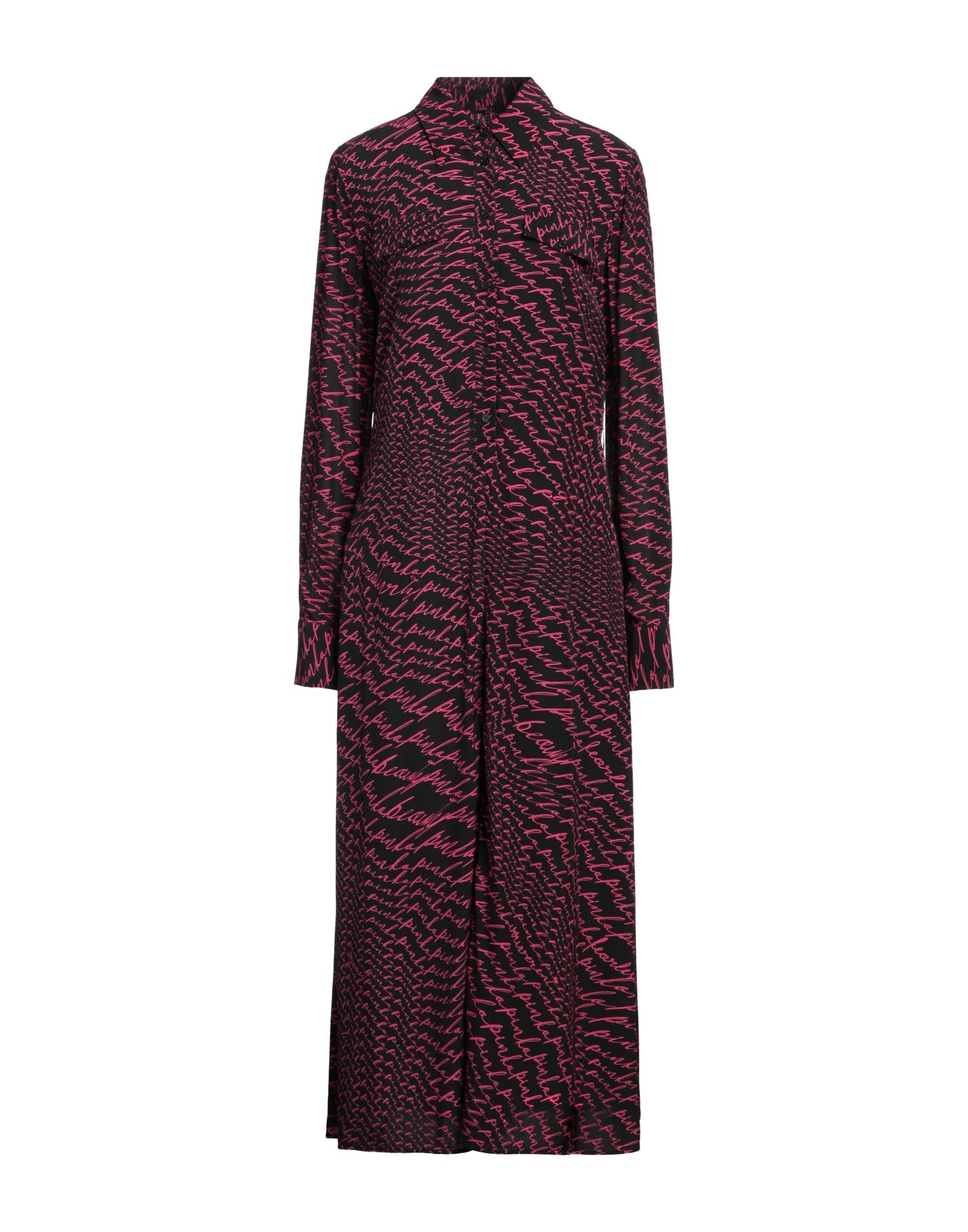 셔츠 드레스, 크레이프, 장식 부착 없음, 로고 디자인, 클래식 칼라, 롱 슬리브, 버튼 커프스, 안감있음, 버튼 여밈, 페이크 포켓, 프론트 슬릿, 세탁기 세탁 또는 드라이클리닝, 표백 금지, 건조기 사용불가. 이미지