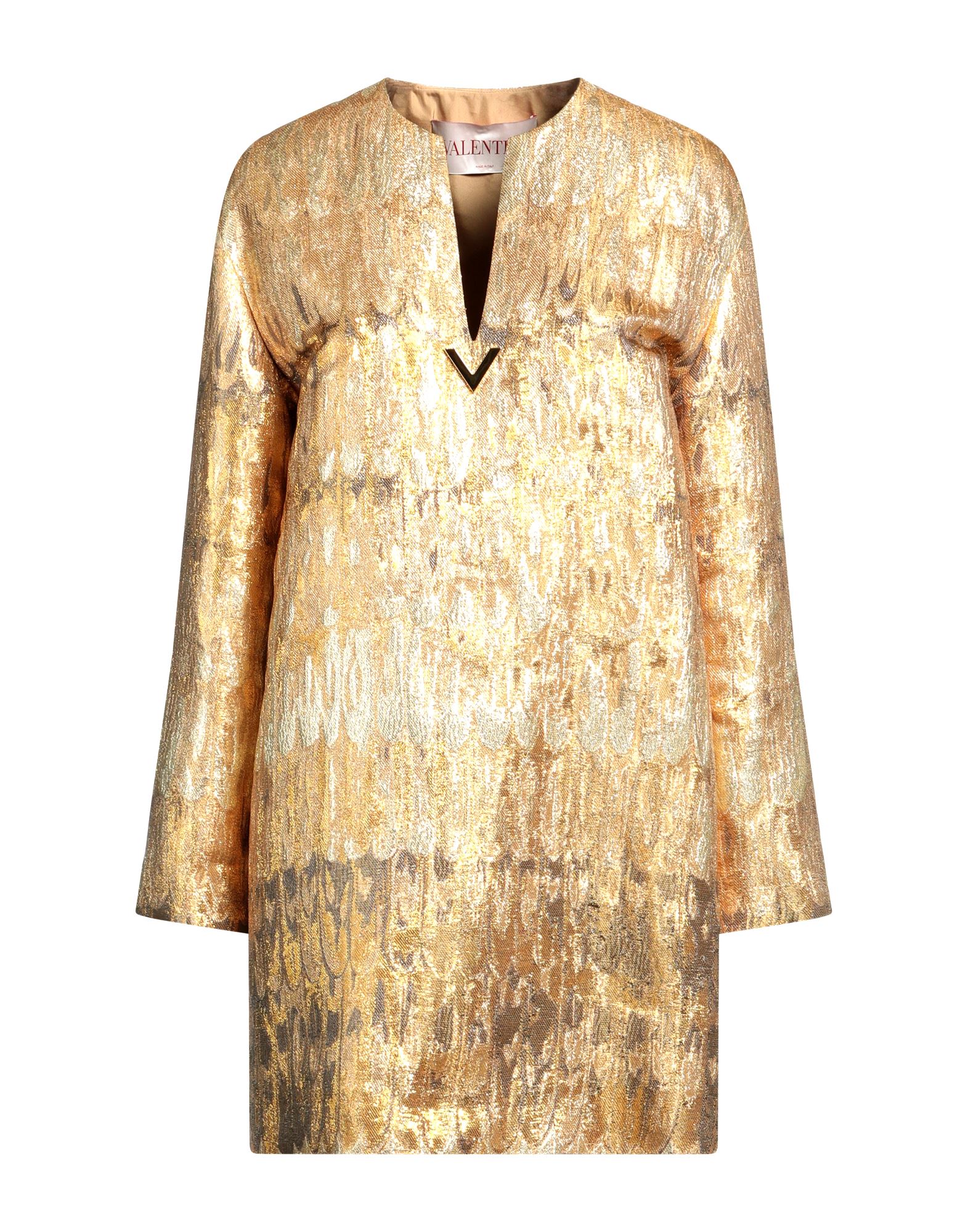 원피스 & 드레스, 라메, 멀티컬러 패턴, 브랜드 로고, 장식 효과, 딥 네크라인, 롱 슬리브, 안감있음, 슬릿 포켓, 드라이클리닝, 표백 금지, 건조기 사용불가, 스타일과 우아함 그리고 화려함이 어우러진 멋진 파티 룩을 연출해줄 피스. 이미지