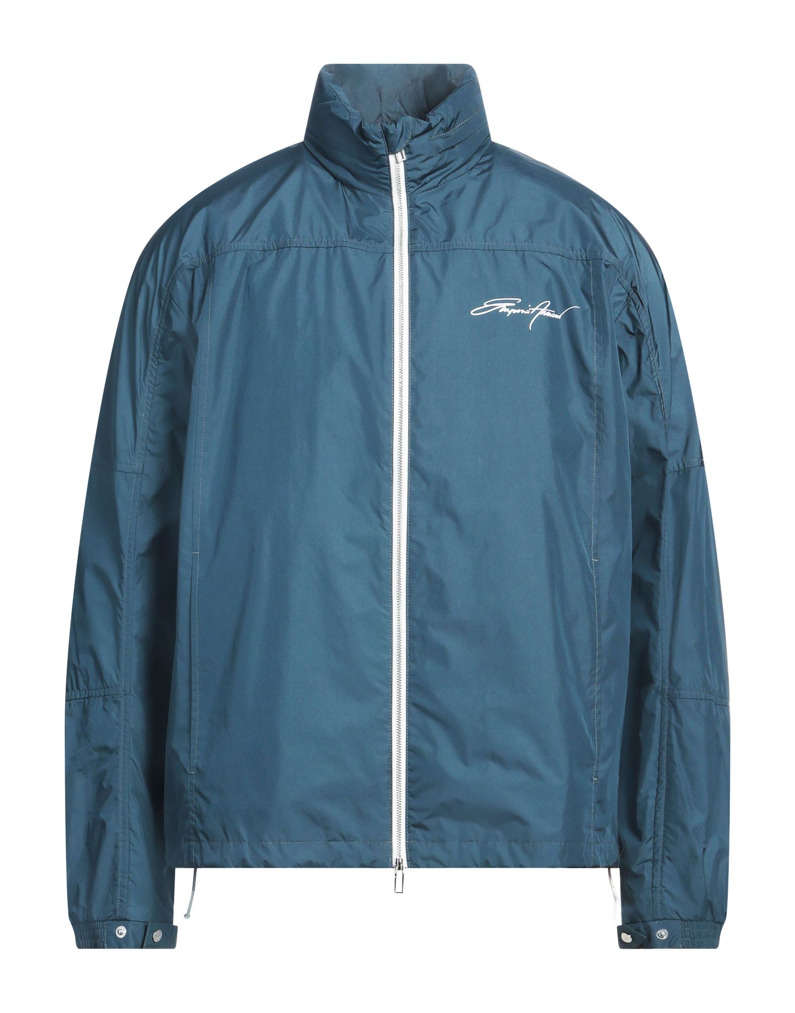 윈드브레이커, 테크니컬 패브릭, 브랜드 로고, 솔리드 컬러, 후드, 싱글브레스티드, 롱 슬리브, 버튼 커프스, 안감있음, 지퍼 여밈, 드로스트링 웨이스트, 멀티 포켓, 세탁기로 세탁, 표백 금지, 건조기 사용불가. 이미지