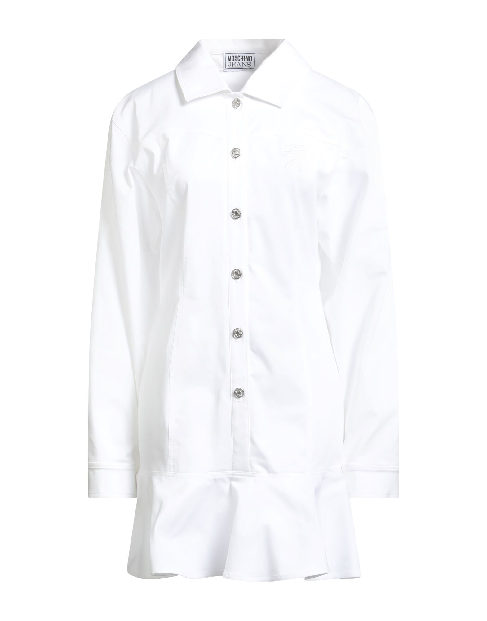 셔츠 드레스, 트윌, 스트레치 패브릭, 솔리드 컬러, 자수 로고 장식, 클래식 칼라, 롱 슬리브, 버튼 커프스, 안감없음, 버튼 여밈, 세탁기 세탁 또는 드라이클리닝, 표백 금지, 건조기 사용불가. 이미지