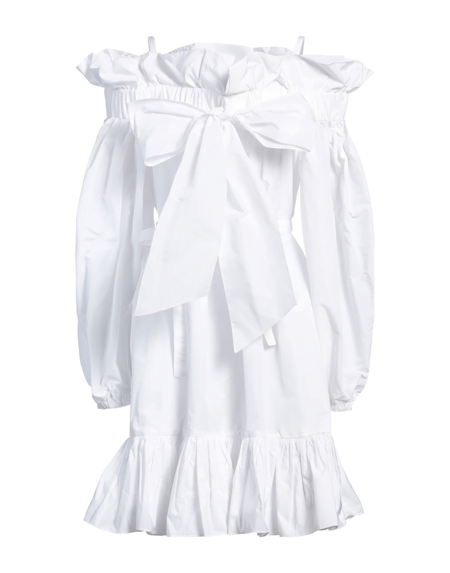 플레어 드레스, 타프타, 솔리드 컬러, 벨트, 오프숄더, 롱 슬리브, 손세탁 또는 드라이클리닝, 표백 금지, 건조기 사용불가. 이미지