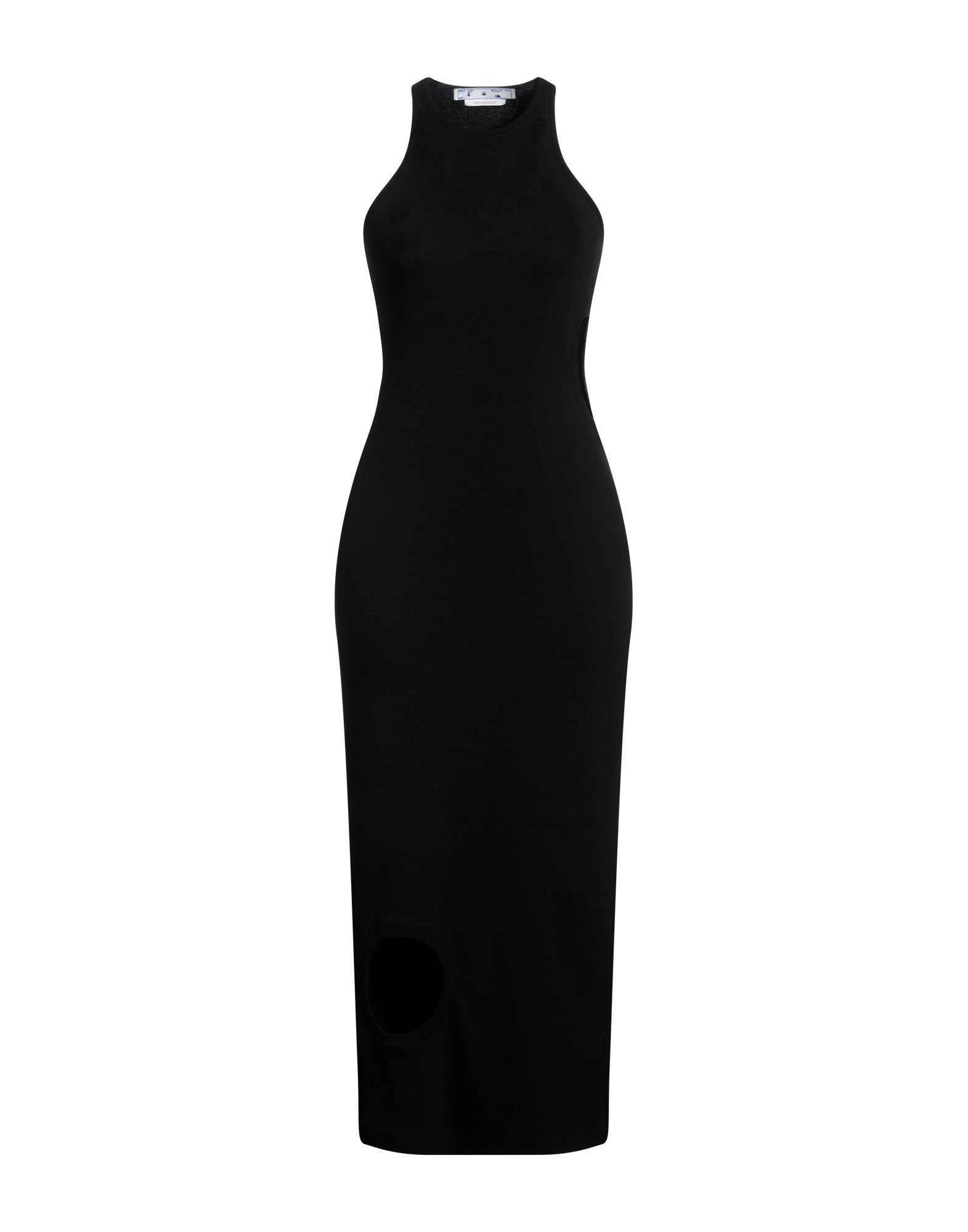 저지, 브랜드 로고, 솔리드 컬러, 라운드 네크라인, 슬리브리스, 안감없음, 포켓 없음, 스트레치, 펜슬 스커트. 이미지