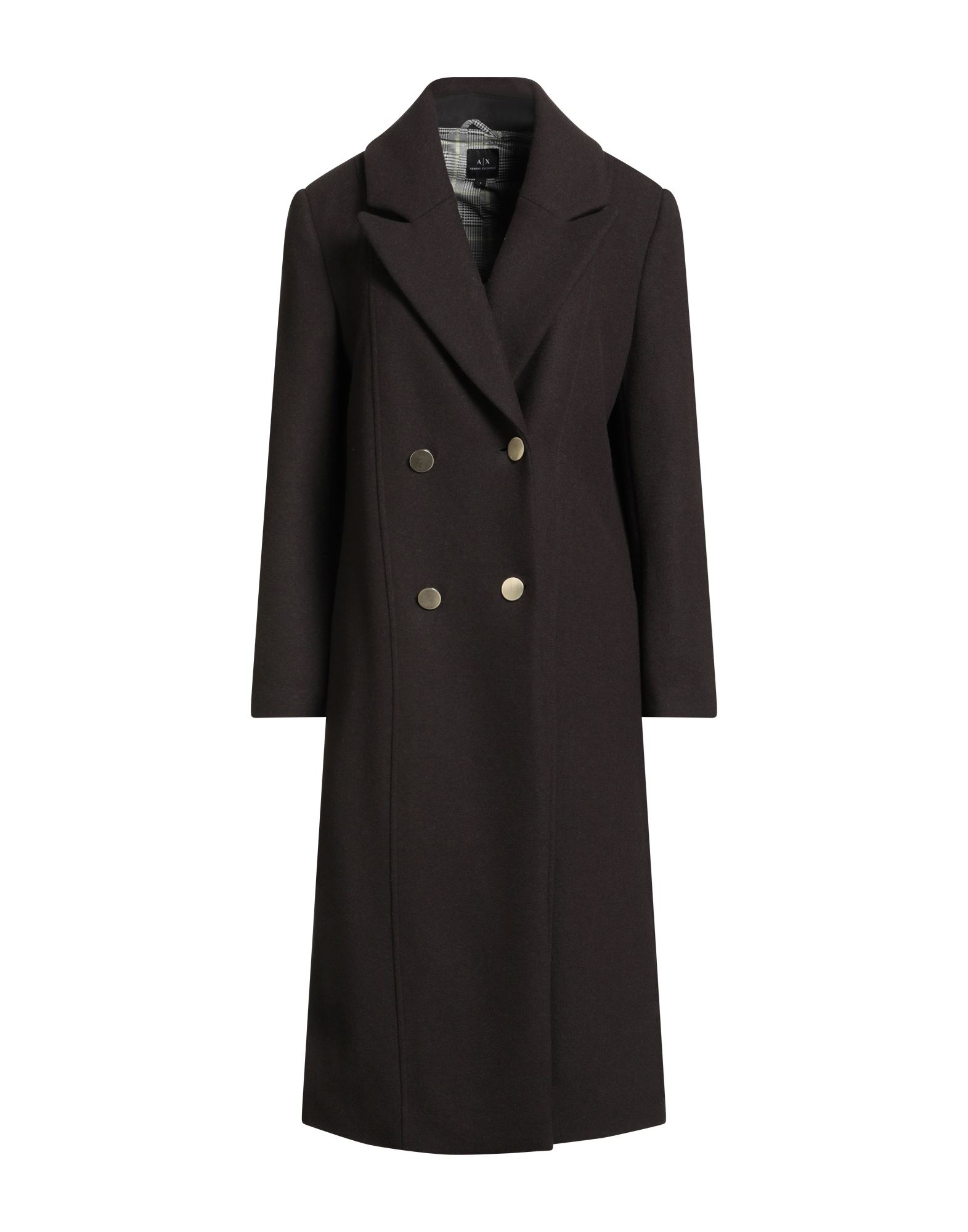 더블 브레스티드 코트, 플란넬, 장식 부착 없음, 솔리드 컬러, 라펠, 롱 슬리브, 안감있음, 버튼 여밈, 슬릿 포켓, 백 슬릿, 드라이클리닝, 표백 금지, 건조기 사용불가, 편안함과 우아함이 결합된 격식을 갖춘 세련된 포멀 오피스 룩. 이미지