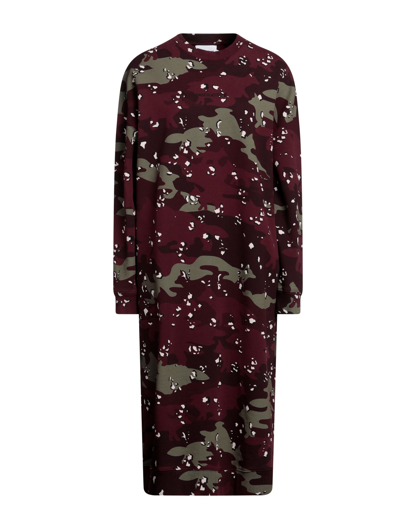 플리스, 브랜드 로고, 멀티컬러 패턴, 크루넥, 롱 슬리브, 안감없음, 포켓 없음, 원피스 & 드레스. 이미지