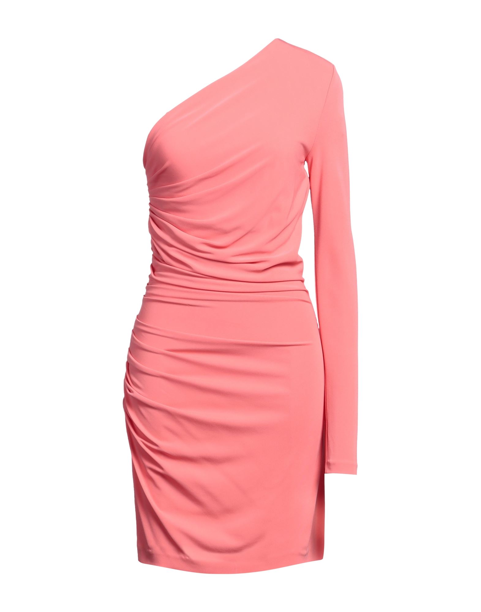 저지, 개더 디테일, 솔리드 컬러, 원 숄더, 부분적으로 안감 처리한 내부, 지퍼 여밈, 포켓 없음, 드라이클리닝, 표백 금지, 건조기 사용불가, 이 브랜드는 사이즈가 작게 나옵니다, 원숄더 드레스. 이미지