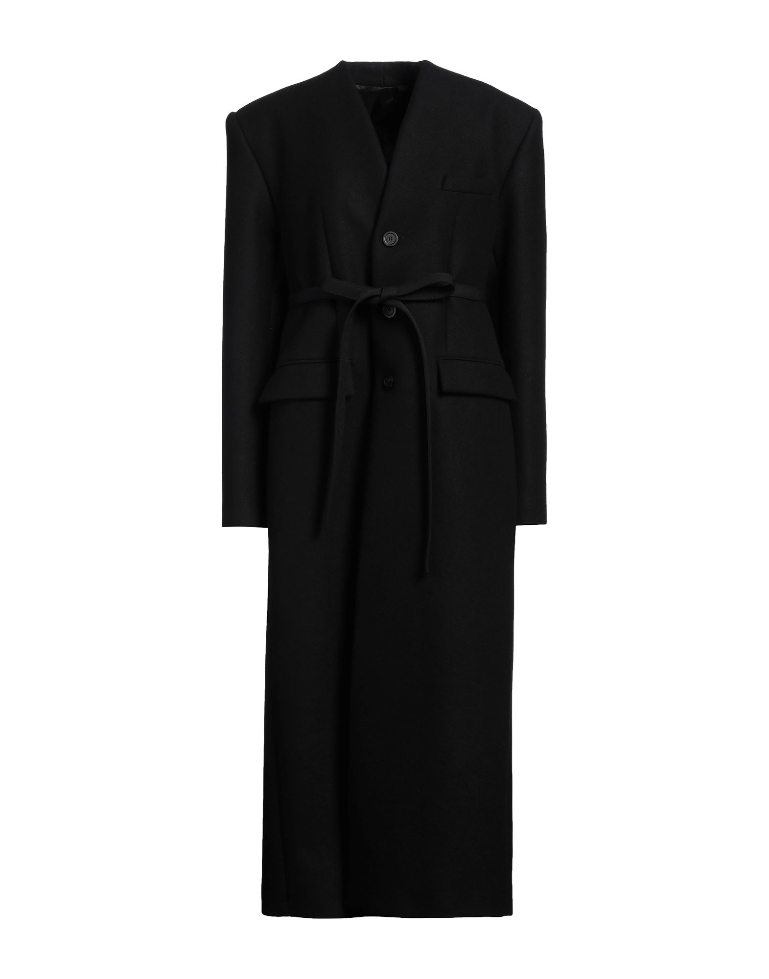 벨티드 코트, 울, 펠트, 솔리드 컬러, 장식 부착 없음, v 네크라인, 롱 슬리브, 안감있음, 버튼 여밈, 플랩 포켓, 내부 포켓, 백 슬릿, 드라이클리닝, 표백 금지, 건조기 사용불가, 이 브랜드는 사이즈가 작게 나옵니다. 이미지