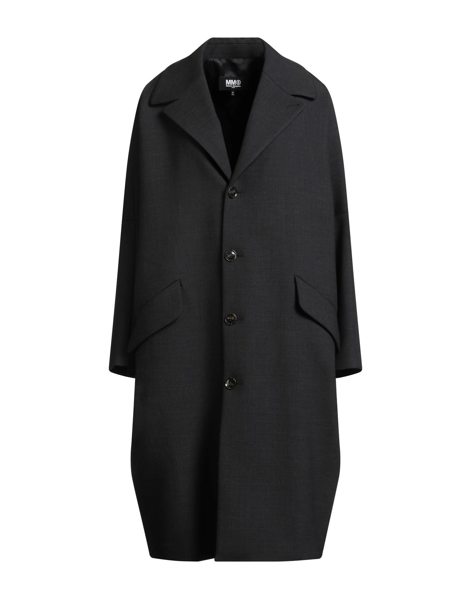 싱글 브레스티드 코트, 플란넬, 솔리드 컬러, 장식 부착 없음, 라펠, 롱 슬리브, 안감있음, 버튼 여밈, 플랩 포켓, 스트레치, 드라이클리닝, 표백 금지, 건조기 사용불가. 이미지