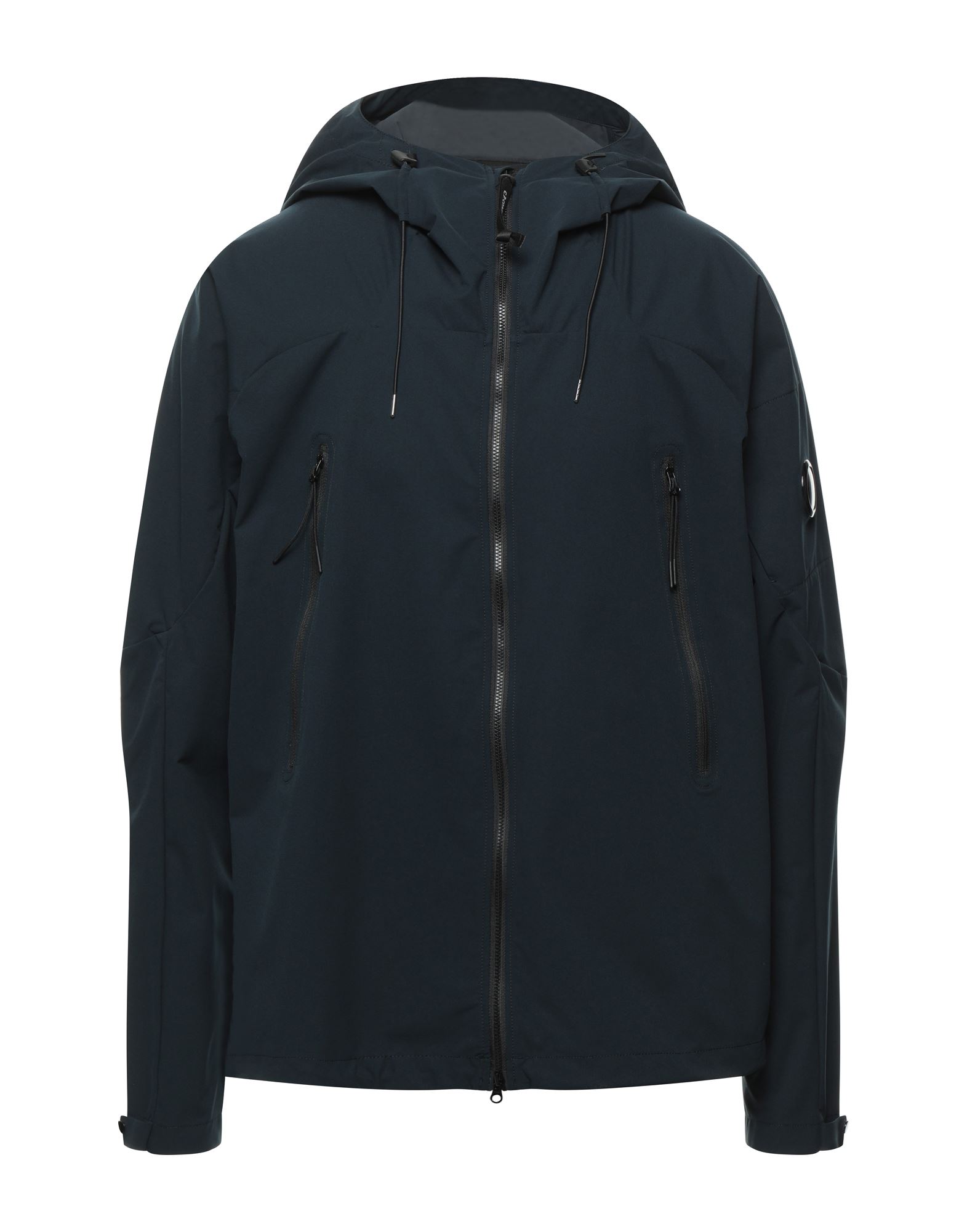 테크니컬 패브릭, 브랜드 로고, 솔리드 컬러, 후드, 싱글브레스티드, 롱 슬리브, 스냅버튼 커프스, 안감없음, κλείσιμο με φερμουάρ, 멀티 포켓, 지퍼 포켓, 드로스트링 헴라인. 이미지