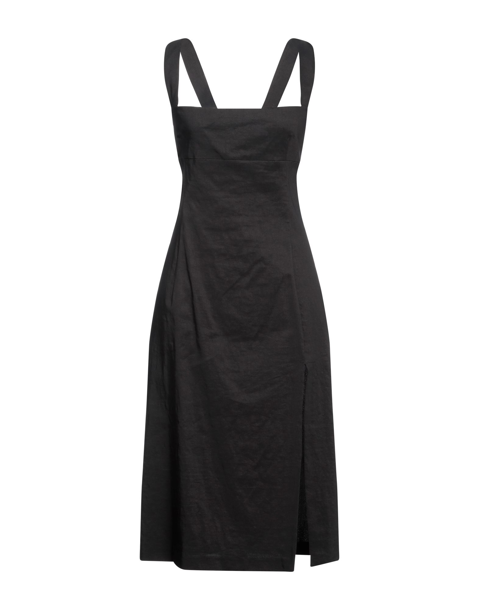 플레어 드레스, 우븐, 스트레치 패브릭, 솔리드 컬러, 장식 부착 없음, 스퀘어 네크라인, 슬리브리스, 안감없음, 지퍼 여밈, 후크 여밈, 포켓 없음, 프론트 슬릿, 드라이클리닝, 표백 금지, 건조기 사용불가, 편안함과 우아함이 결합된 격식을 갖춘 세련된 포멀 오피스 룩. 이미지