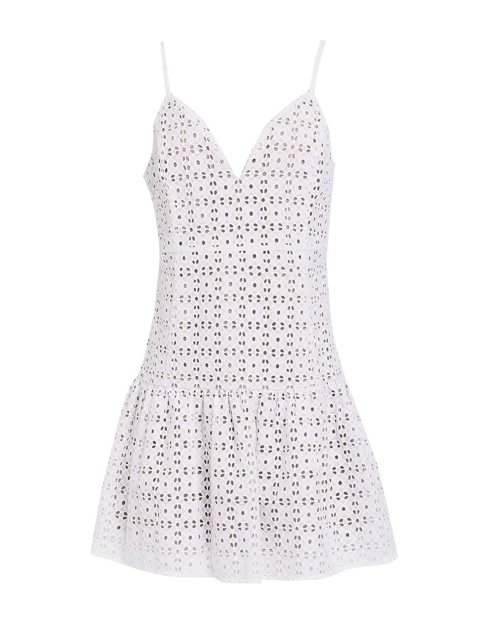 레이스, 장식 부착 없음, 솔리드 컬러, 와이드 네크라인, 슬리브리스, 안감있음, 지퍼 클로저, 훅&아이, 포켓 없음, 프릴장식 헴라인, 트라페즈 스커트. 이미지