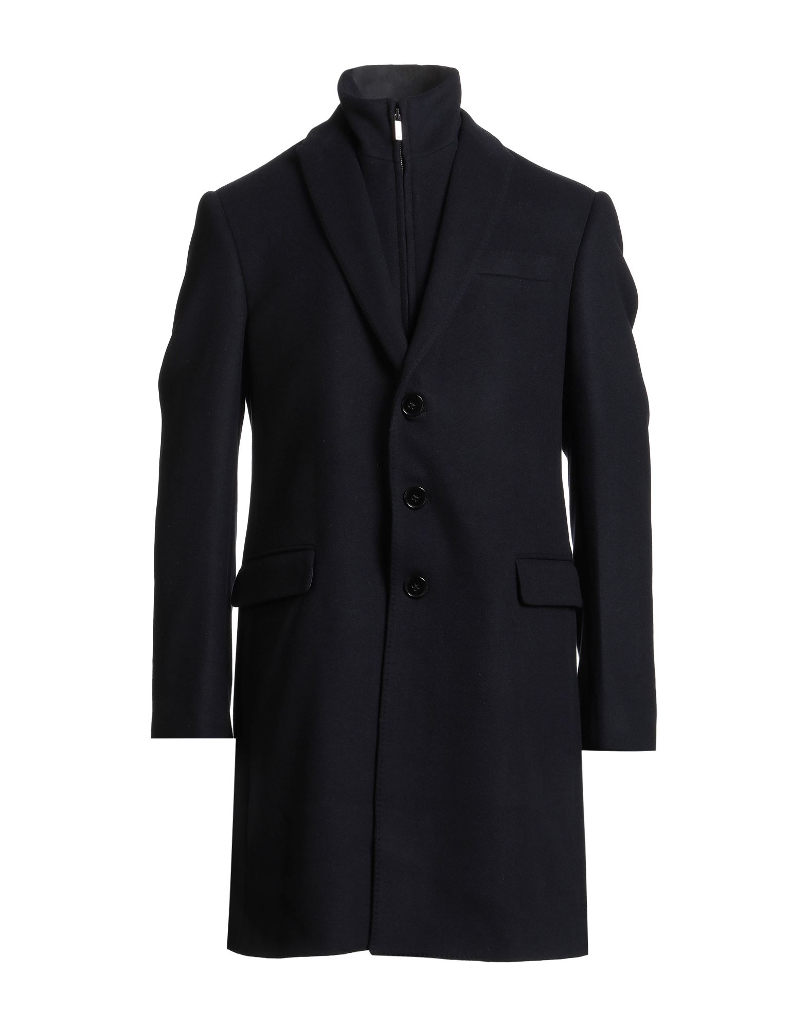 싱글 브레스티드 코트, 펠트, 장식 부착 없음, 솔리드 컬러, 라펠, 롱 슬리브, 안감있음, 디테쳐블 안감, 버튼 여밈, 지퍼 여밈, 플랩 포켓, 내부 포켓, 백 슬릿, 드라이클리닝, 표백 금지, 건조기 사용불가. 이미지