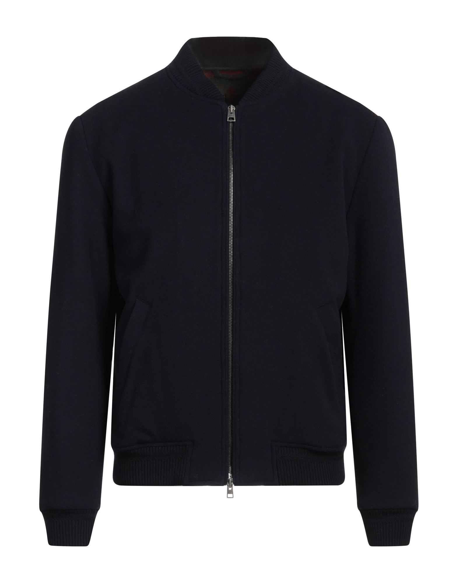 보머 자켓, 펠트, 멀티컬러 패턴, 브랜드 로고, 크루넥, 싱글브레스티드, 롱 슬리브, 부분적으로 안감 처리한 내부, 지퍼 여밈, 포켓 2개, 드라이클리닝, 표백 금지, 건조기 사용불가. 이미지