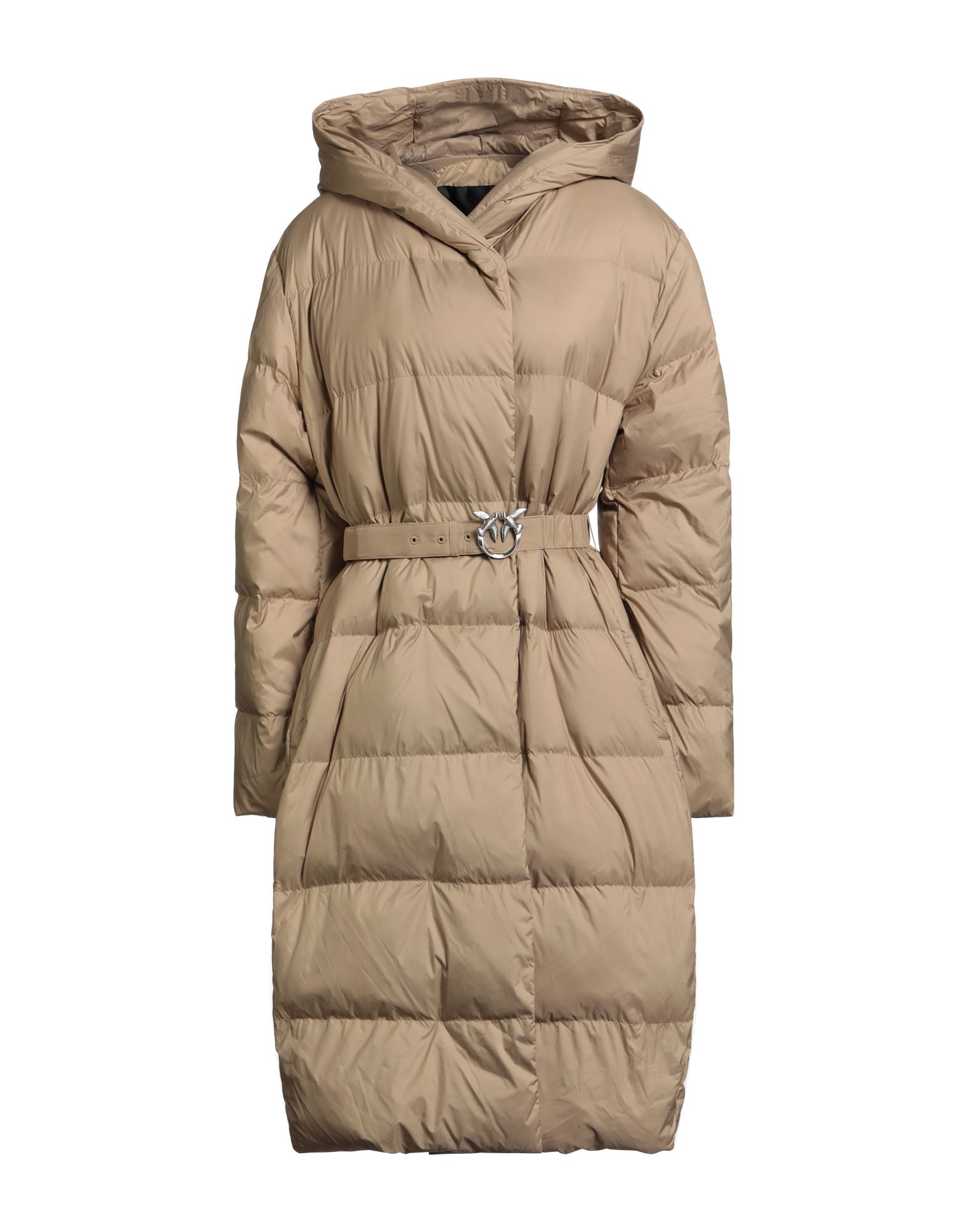 롱 패딩 자켓, 테크니컬 패브릭, 벨트, 솔리드 컬러, 후드, 롱 슬리브, 합성 충전재, 헤비 패딩, 스냅버튼 여밈, 지퍼 여밈, 멀티 포켓, 세탁기로 세탁, 표백 금지, 건조기 사용불가. 이미지