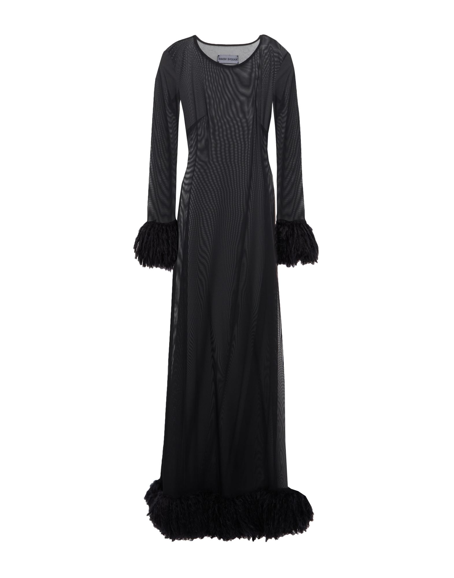 플레어 드레스, 저지, 솔리드 컬러, 프린지, 크루넥, 롱 슬리브, 안감없음, 스트레치, 드라이클리닝, 표백 금지, 건조기 사용불가. 이미지