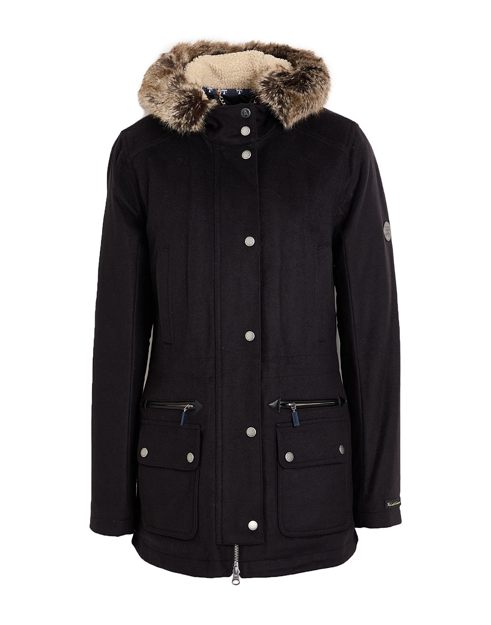 파카, 플란넬, 인조모피, 브랜드 로고, 솔리드 컬러, 후드, 롱 슬리브, 합성 충전재, 라이트 패딩, 스냅버튼 여밈, 지퍼 여밈, 멀티 포켓, 드라이클리닝, 표백 금지, 건조기 사용불가, 이 브랜드는 사이즈가 작게 나옵니다. 이미지