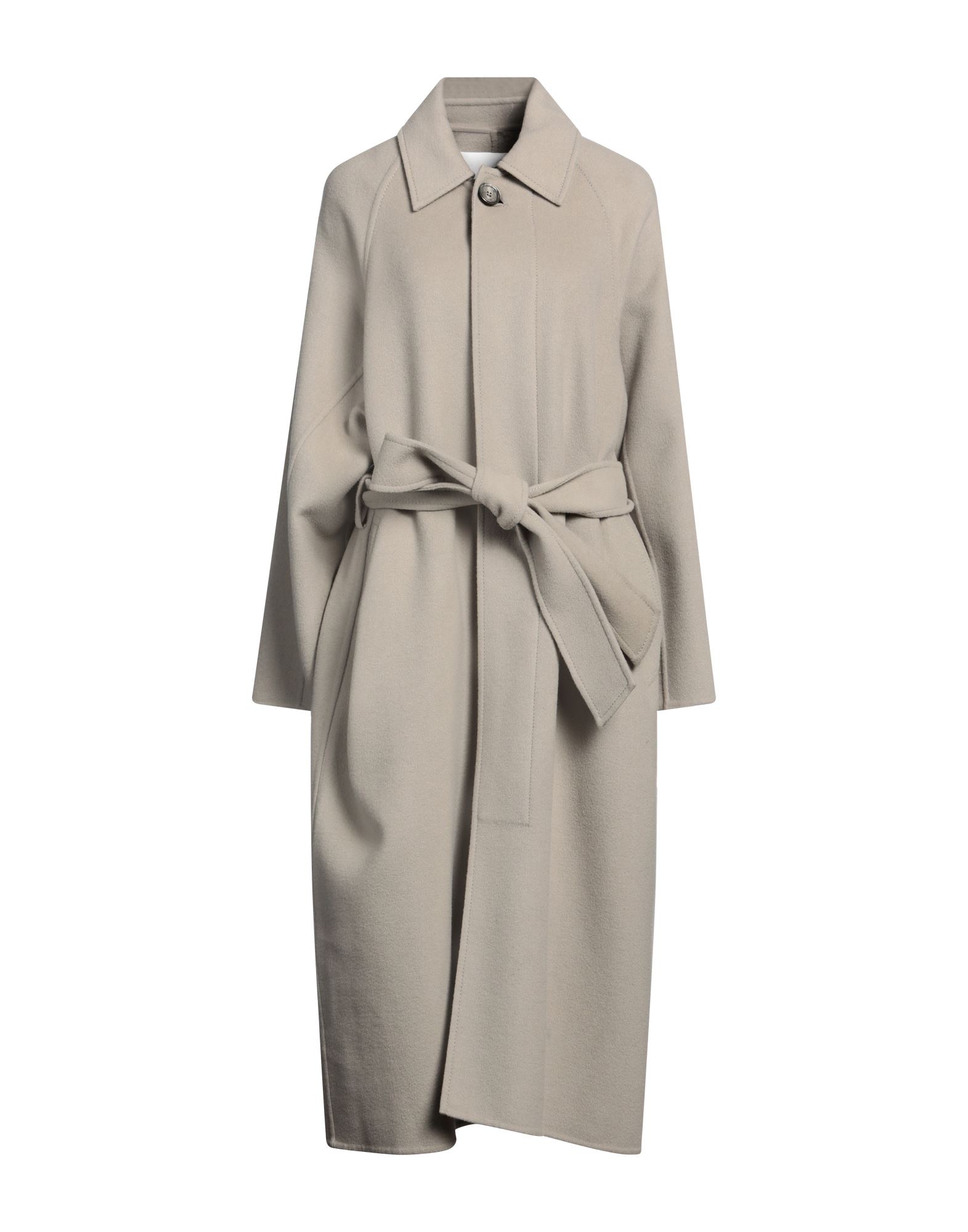 플란넬, 장식 부착 없음, 솔리드 컬러, 클래식 칼라, 싱글브레스티드, 롱 슬리브, 안감없음, 버튼 여밈, 멀티 포켓, 드라이클리닝, 표백 금지, 건조기 사용불가, 벨티드 코트. 이미지