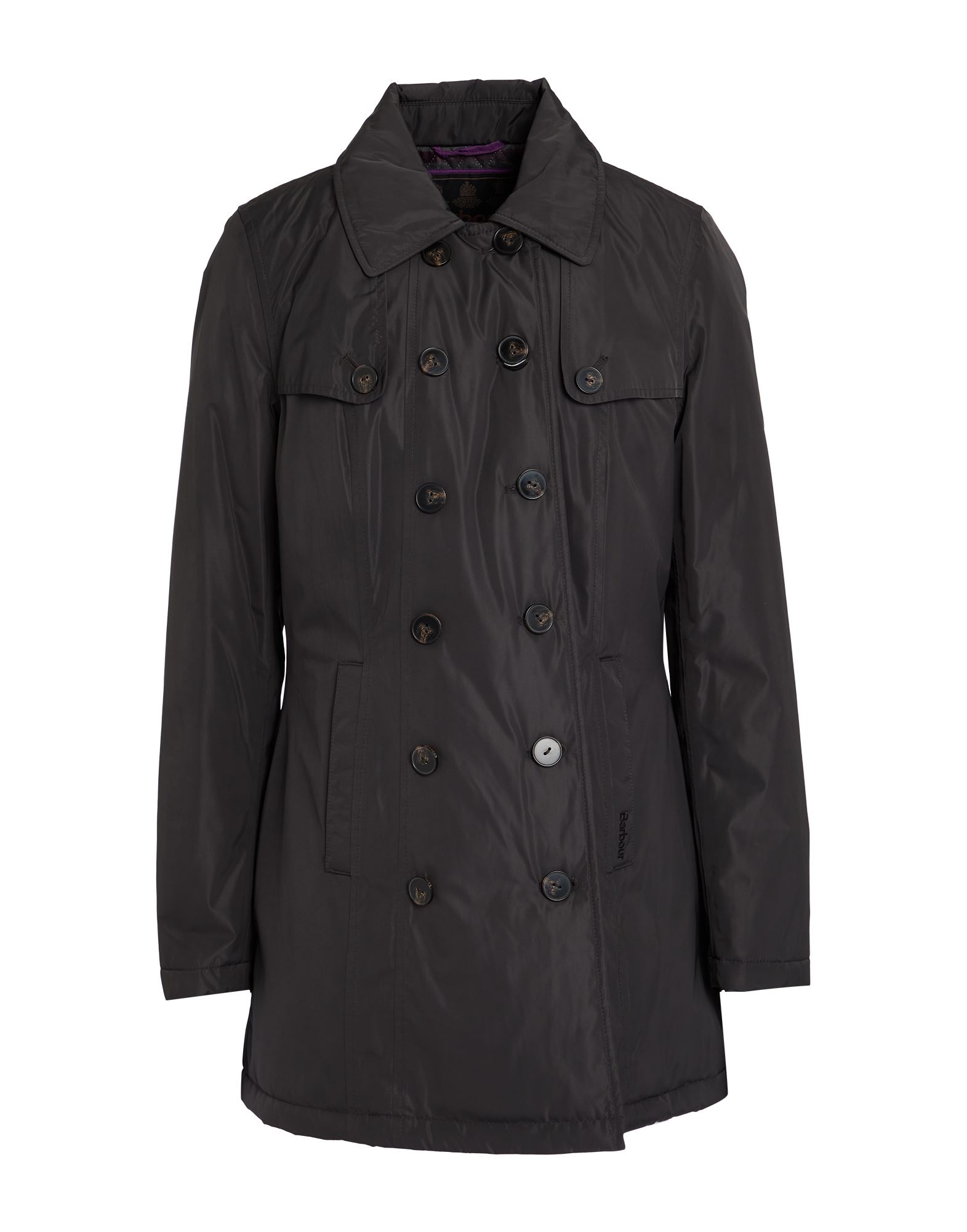 더블 브레스티드 코트, 테크니컬 패브릭, 솔리드 컬러, 장식 부착 없음, 클래식 칼라, 롱 슬리브, 합성 충전재, 버튼 여밈, 슬릿 포켓, 세탁기 세탁 또는 드라이클리닝, 표백 금지, 건조기 사용불가, 이 브랜드는 사이즈가 작게 나옵니다. 이미지