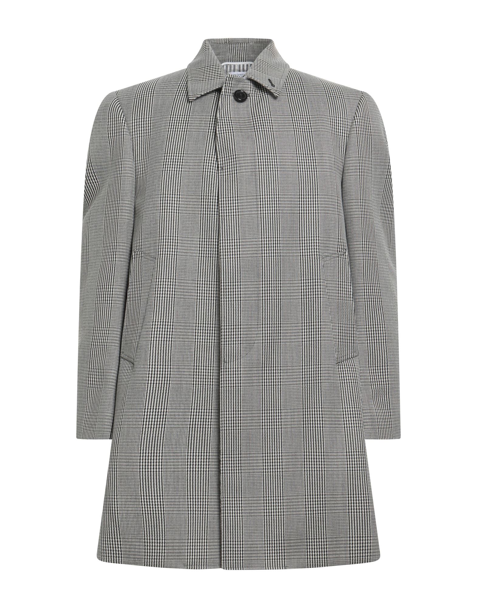 싱글 브레스티드 코트, 울, 트윌, 프린스 오브 웨일스, 브랜드 로고, 클래식 칼라, 롱 슬리브, 버튼 커프스, 안감있음, 버튼 여밈, 슬릿 포켓, 백 슬릿, 드라이클리닝, 표백 금지, 건조기 사용불가. 이미지