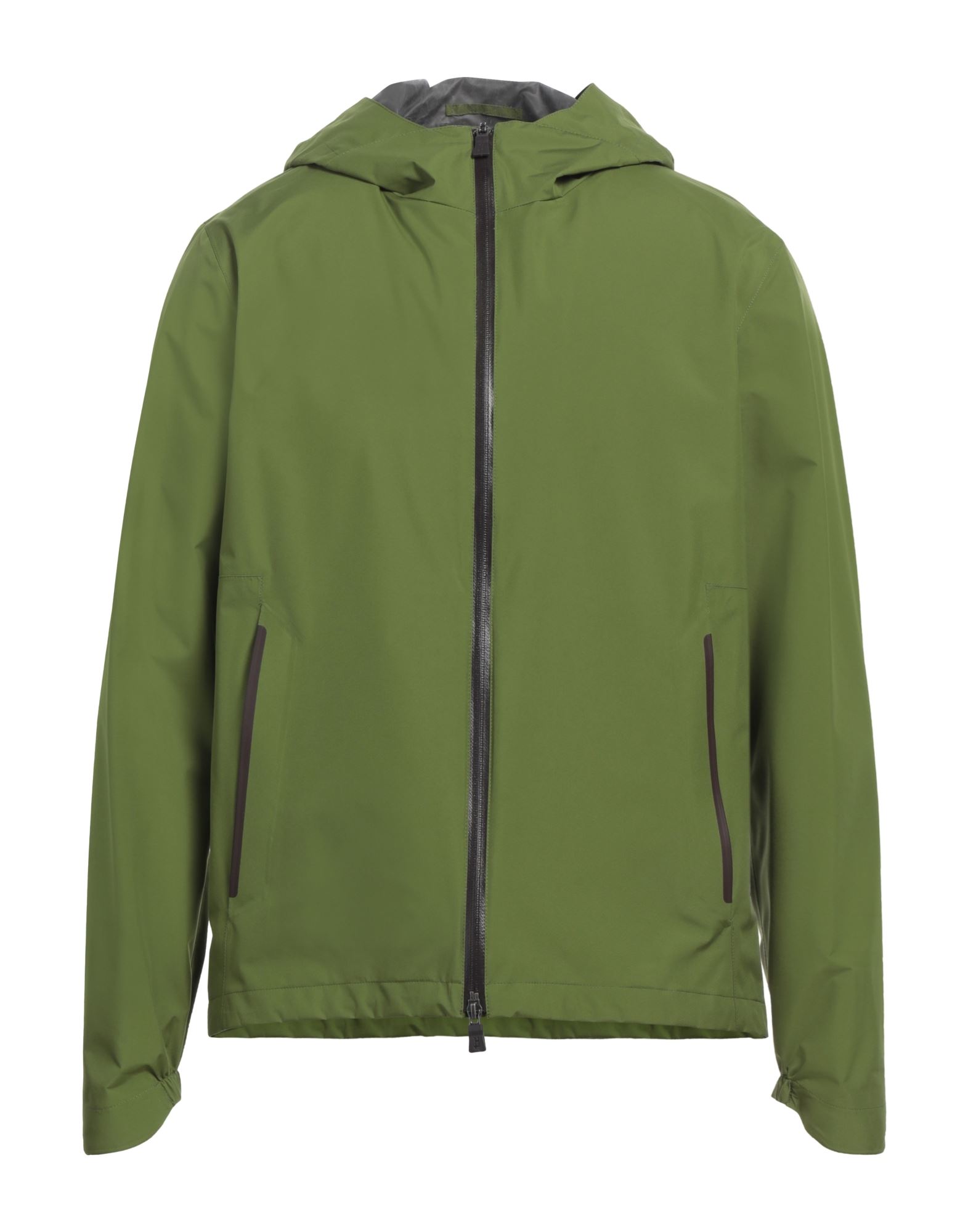 윈드브레이커, 테크니컬 패브릭, 솔리드 컬러, 장식 부착 없음, 후드, 싱글브레스티드, 롱 슬리브, 안감없음, 지퍼 여밈, 멀티 포켓, 손세탁, 표백 금지, 건조기 사용불가, 다림질 금지. 이미지