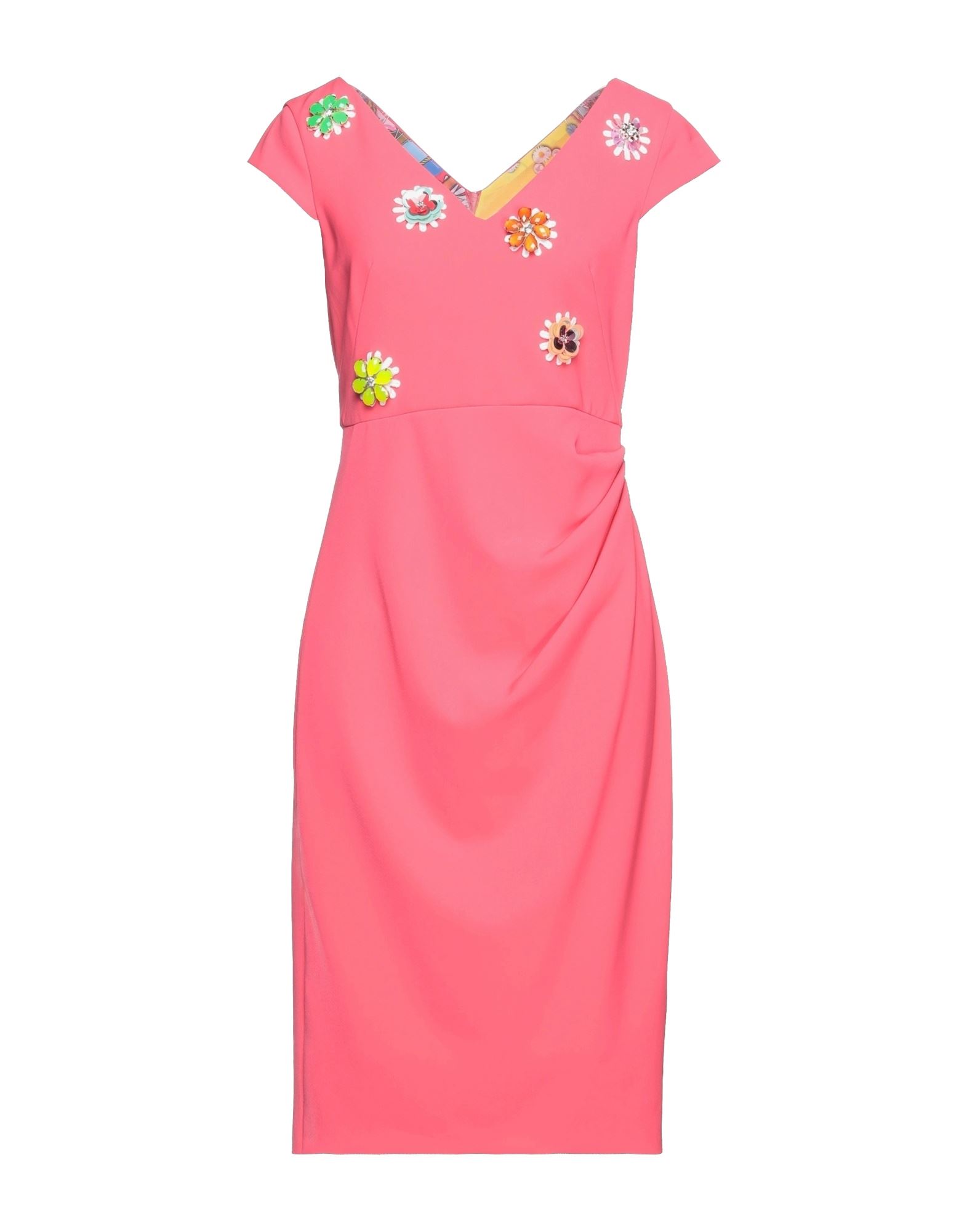 크레이프, 라인스톤, 플라워 장식, 장식 디테일 솔리드 컬러, v 네크라인, 쇼트 슬리브, 부분적으로 안감 처리한 내부, κλείσιμο με φερμουάρ, 포켓 없음, 스트레치. 이미지