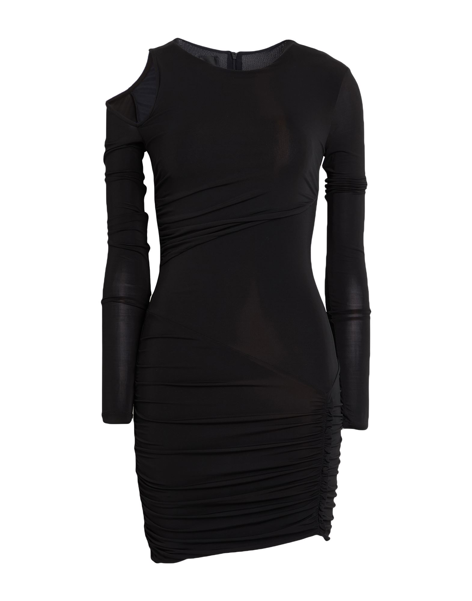 바디콘 드레스, 저지, 스트레치 패브릭, 솔리드 컬러, 드레이프, 크루넥, 롱 슬리브, 안감없음, 지퍼 여밈, 드라이클리닝, 표백 금지, 건조기 사용불가, 스타일과 우아함 그리고 화려함이 어우러진 멋진 파티 룩을 연출해줄 피스. 이미지