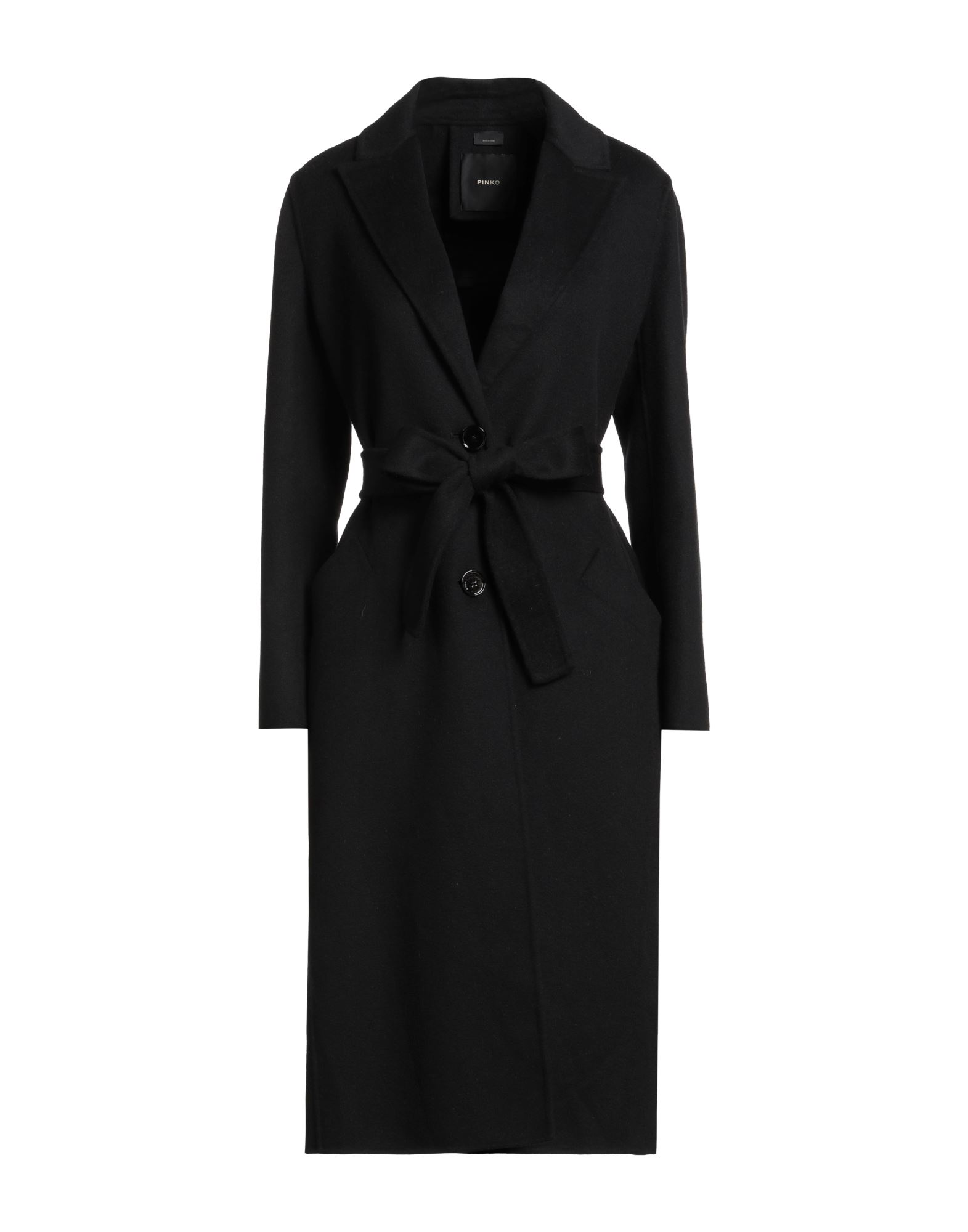 벨티드 코트, 울, 브러시드 펠트, 벨트, 브랜드 로고, 솔리드 컬러, 라펠, 싱글브레스티드, 롱 슬리브, 안감없음, 버튼 여밈, 웰트 포켓, 백 슬릿, 드라이클리닝, 표백 금지, 건조기 사용불가, 편안함과 우아함이 결합된 격식을 갖춘 세련된 포멀 오피스 룩. 이미지