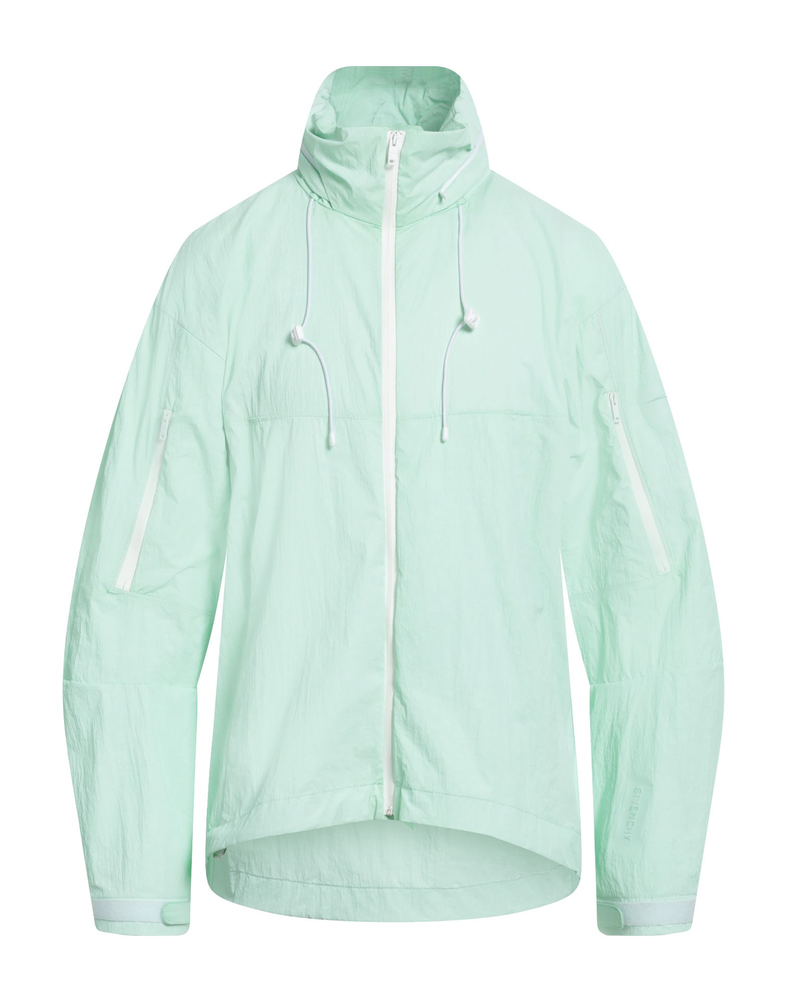 윈드브레이커, 테크니컬 패브릭, 프린트 디테일 솔리드 컬러, 브랜드 로고, 후드, 싱글브레스티드, 롱 슬리브, 안감없음, 지퍼 여밈, 지퍼 포켓, 드로스트링 헴라인, 손세탁, 표백 금지, 건조기 사용불가, 이 브랜드는 사이즈가 크게 나옵니다. 이미지