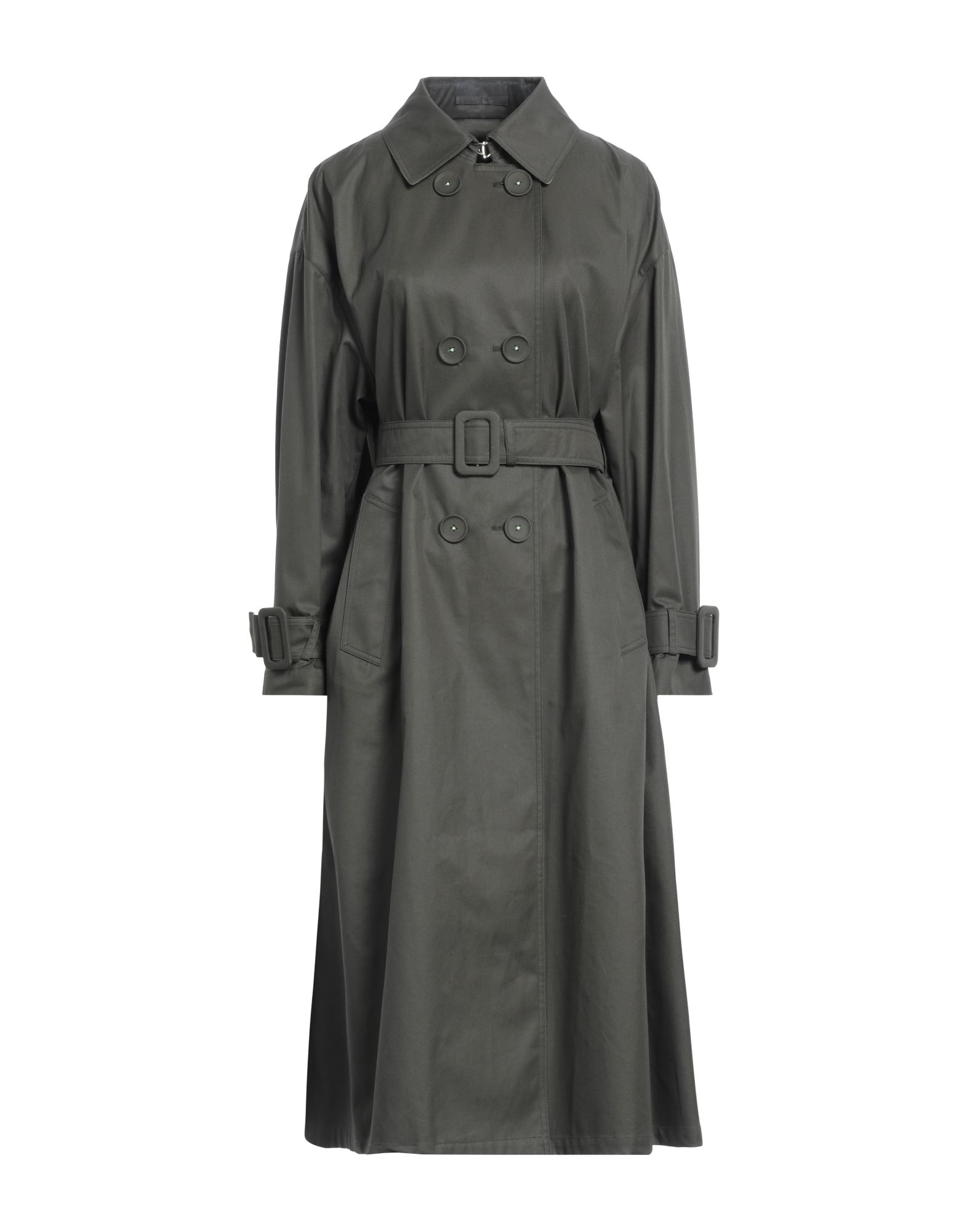 트렌치 코트, 트윌, 솔리드 컬러, 벨트, 클래식 칼라, 더블브레스티드, 롱 슬리브, 안감없음, 버튼 여밈, 멀티 포켓, 드라이클리닝, 표백 금지, 건조기 사용불가. 이미지