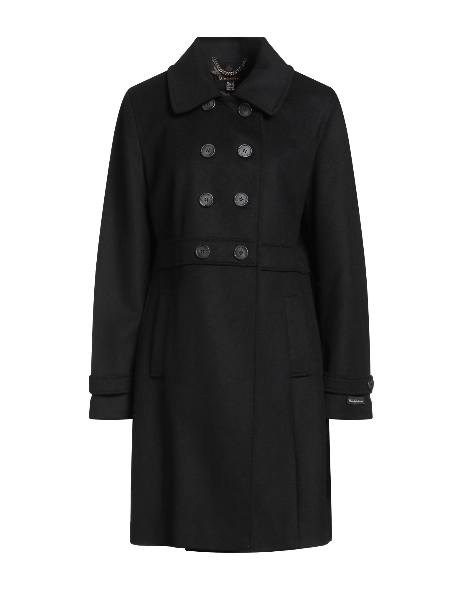 더블 브레스티드 코트, 펠트, 브랜드 로고, 솔리드 컬러, 클래식 칼라, 롱 슬리브, 안감있음, 버튼 여밈, 웰트 포켓, 백 슬릿, 드라이클리닝, 표백 금지, 건조기 사용불가, 이 브랜드는 사이즈가 작게 나옵니다, 편안함과 우아함이 결합된 격식을 갖춘 세련된 포멀 오피스 룩. 이미지