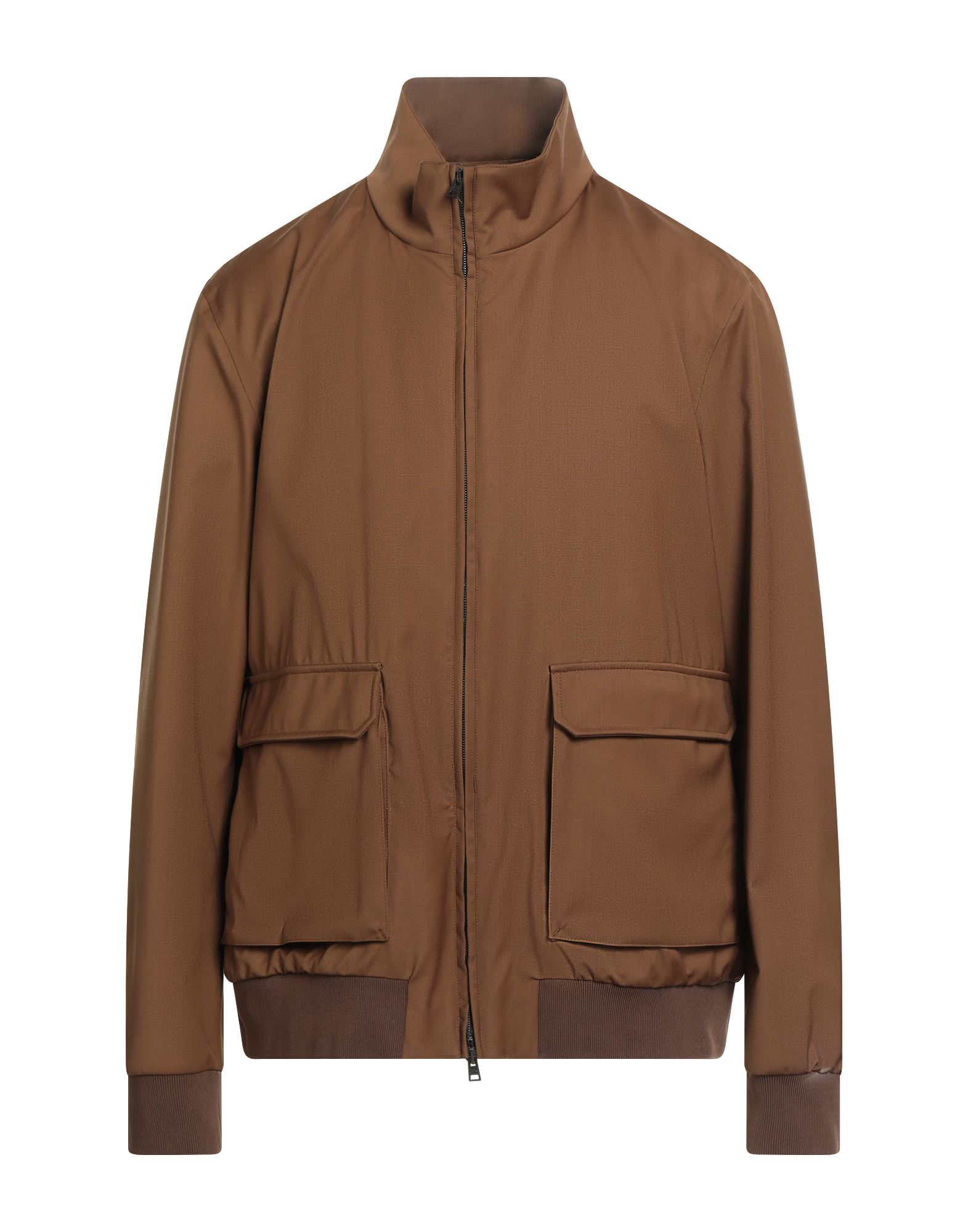 해링턴 자켓, 울 보일, 솔리드 컬러, 니트 트리밍, 터틀넥, 싱글브레스티드, 롱 슬리브, 안감없음, 지퍼 여밈, 패치 포켓, 드라이클리닝, 표백 금지, 건조기 사용불가. 이미지